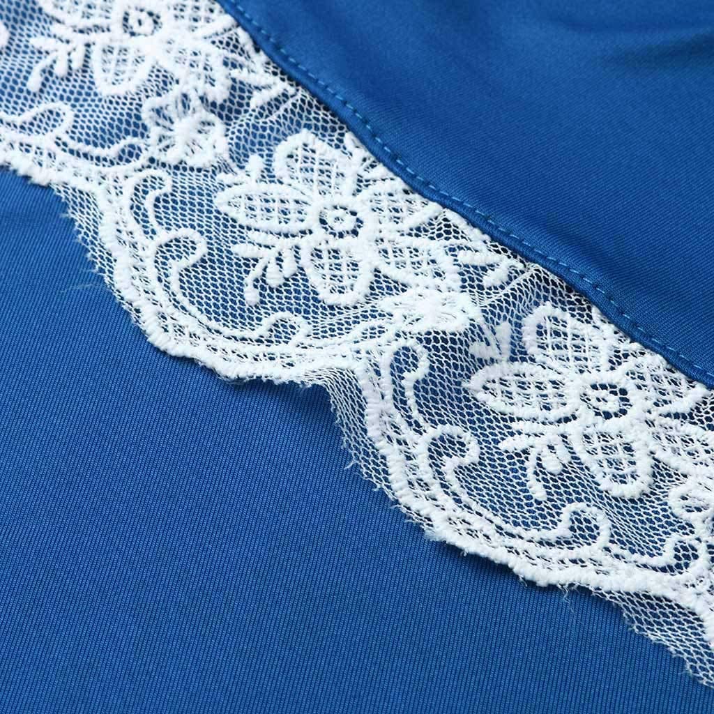 HebeTop ✰ Womens Fashion Short Sleeves Dress Lined with Lace Trim