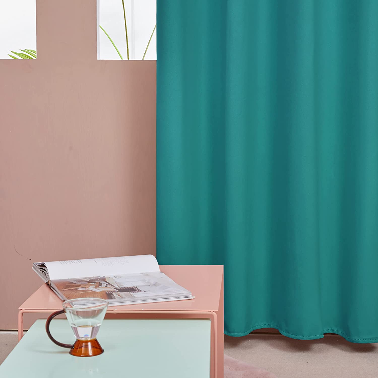 Deconovo Turquoise Curtains 96 Inch Length, Blackout Curtain Draprs, Thermal Curtains for Living Roo