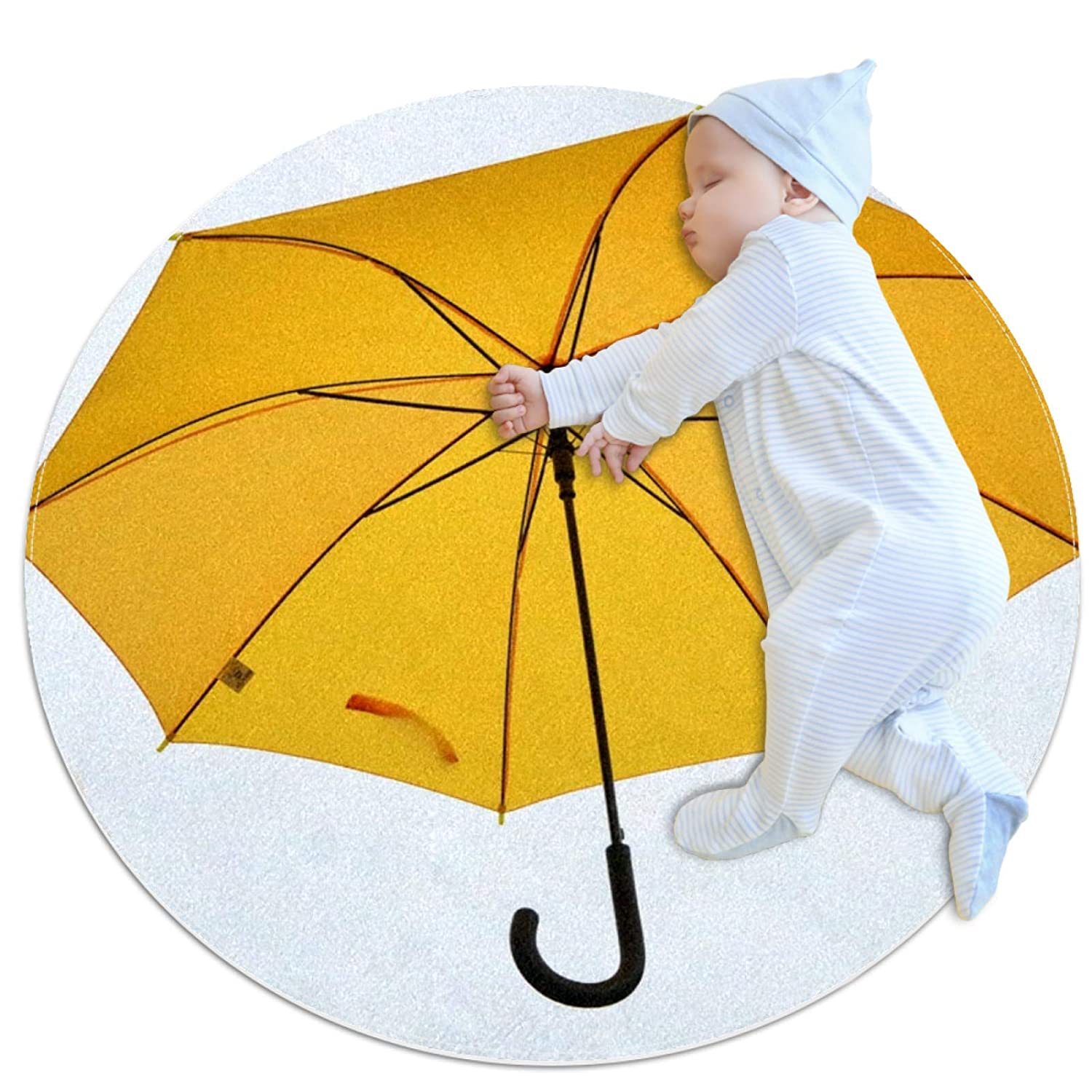 Round Comfort Anti-Fatigue Kitchen Floor Mat Umbrella Yellow Green Machine Washable Kitchen Floor Ru