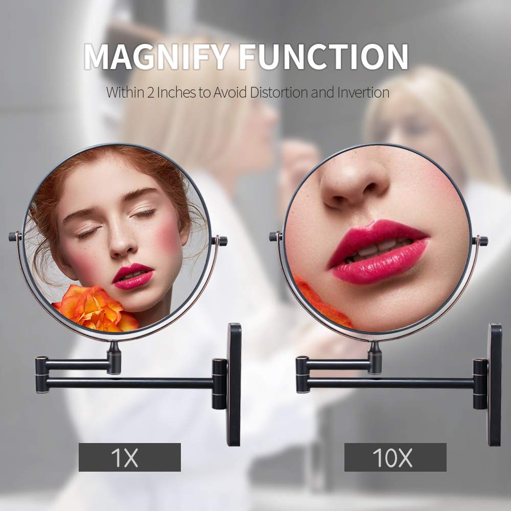 Nicesail Orb Magnifying Makeup Mirrors for Wall 8 Inch, Double-Side 10x Magnifying Mirror Mounted, O