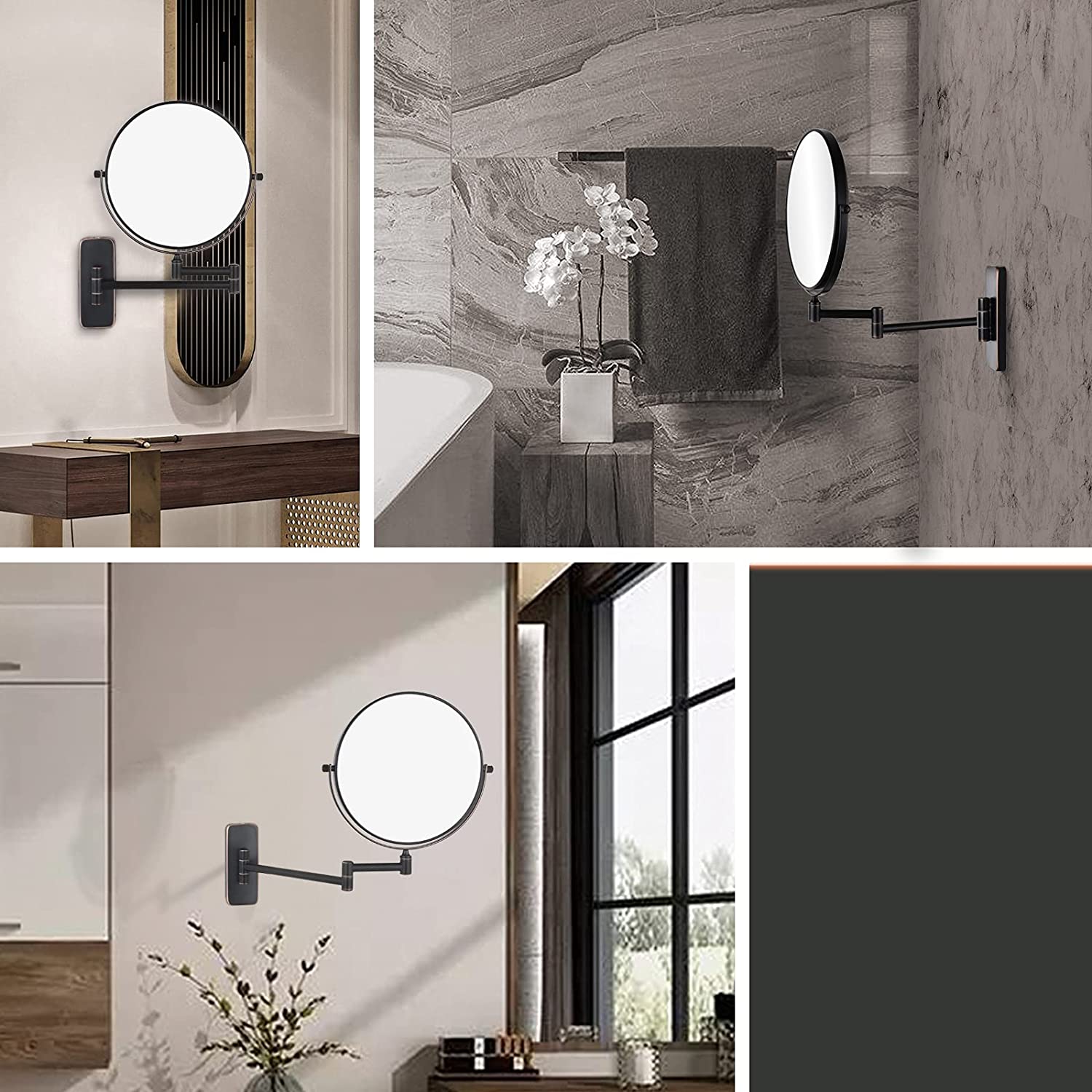 Nicesail Orb Magnifying Makeup Mirrors for Wall 8 Inch, Double-Side 10x Magnifying Mirror Mounted, O