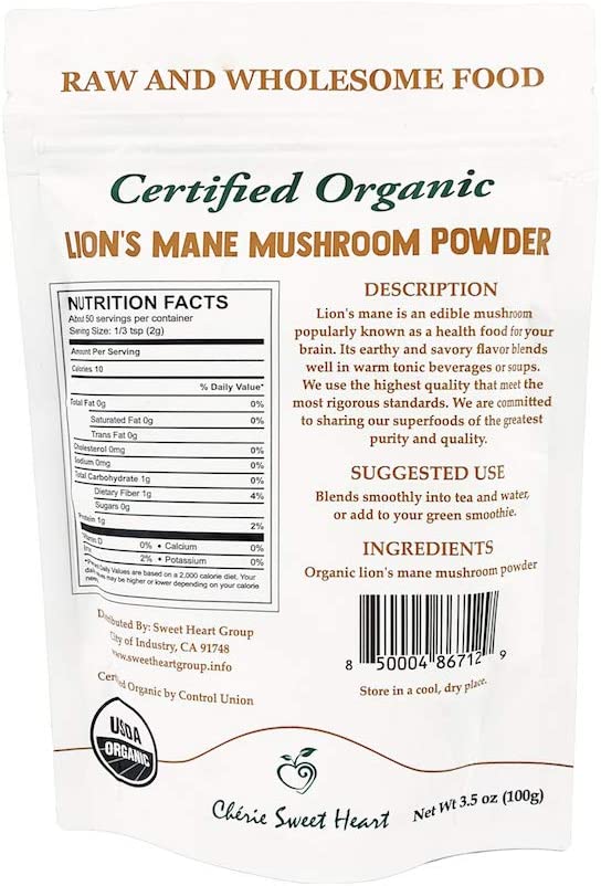 Cherie Sweet Heart Organic Mushroom Powder, Lion