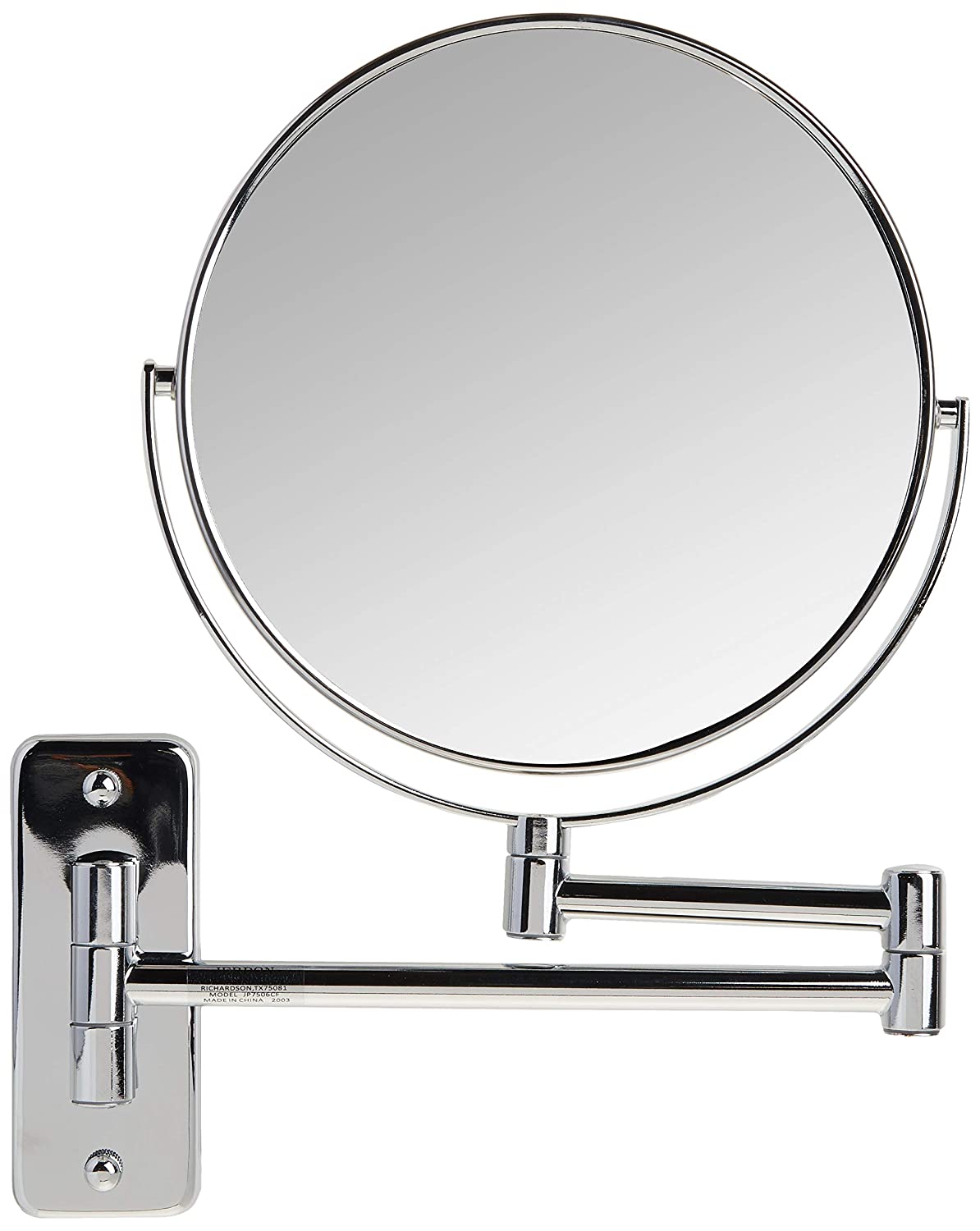 Jerdon JP7506CF 8-Inch Wall Mount Makeup Mirror with 5x Magnification, Chrome Finish, 8