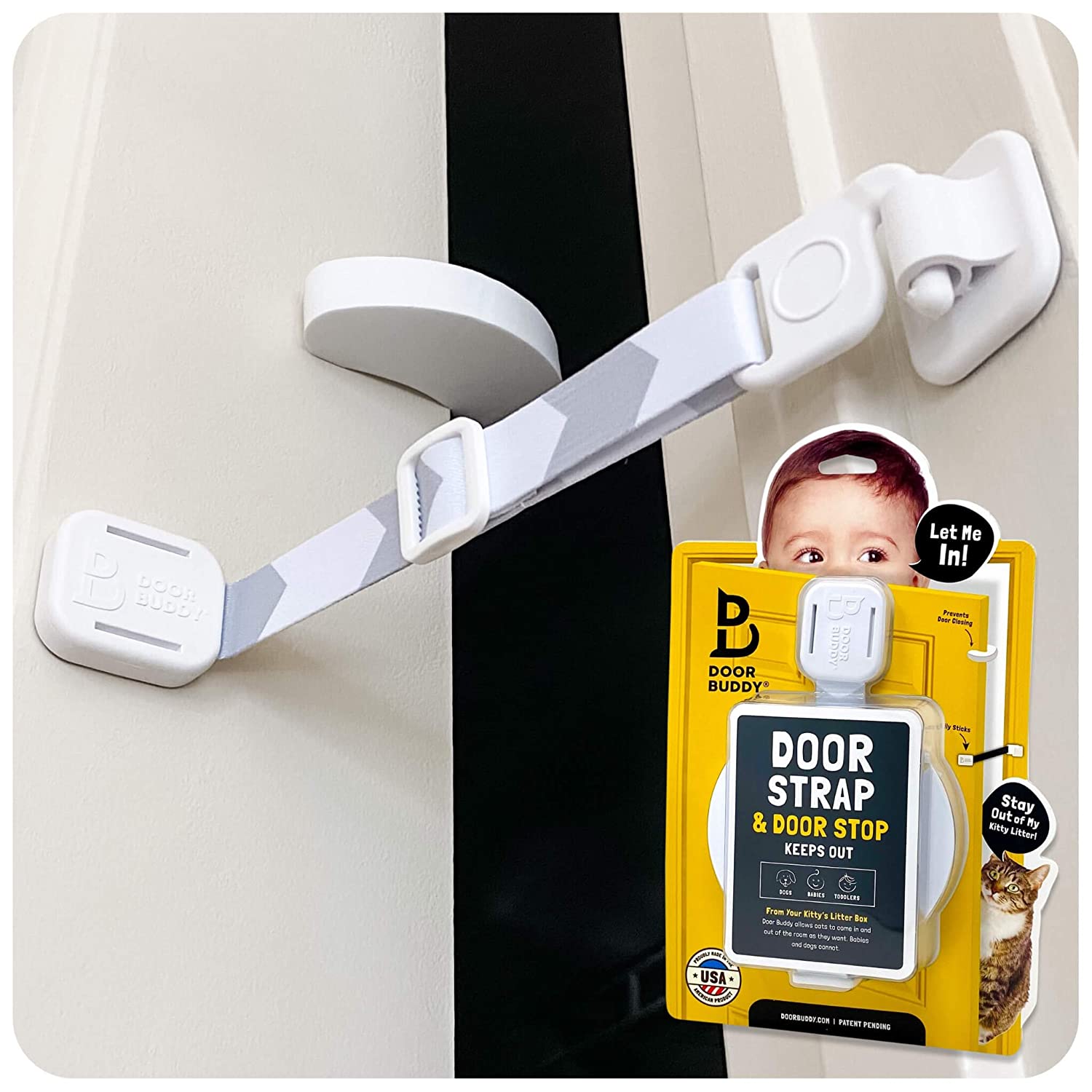 Door Buddy Child Proof Door Lock and Foam Baby Door Stopper. Baby Proofing Doors Made Simple with Ea