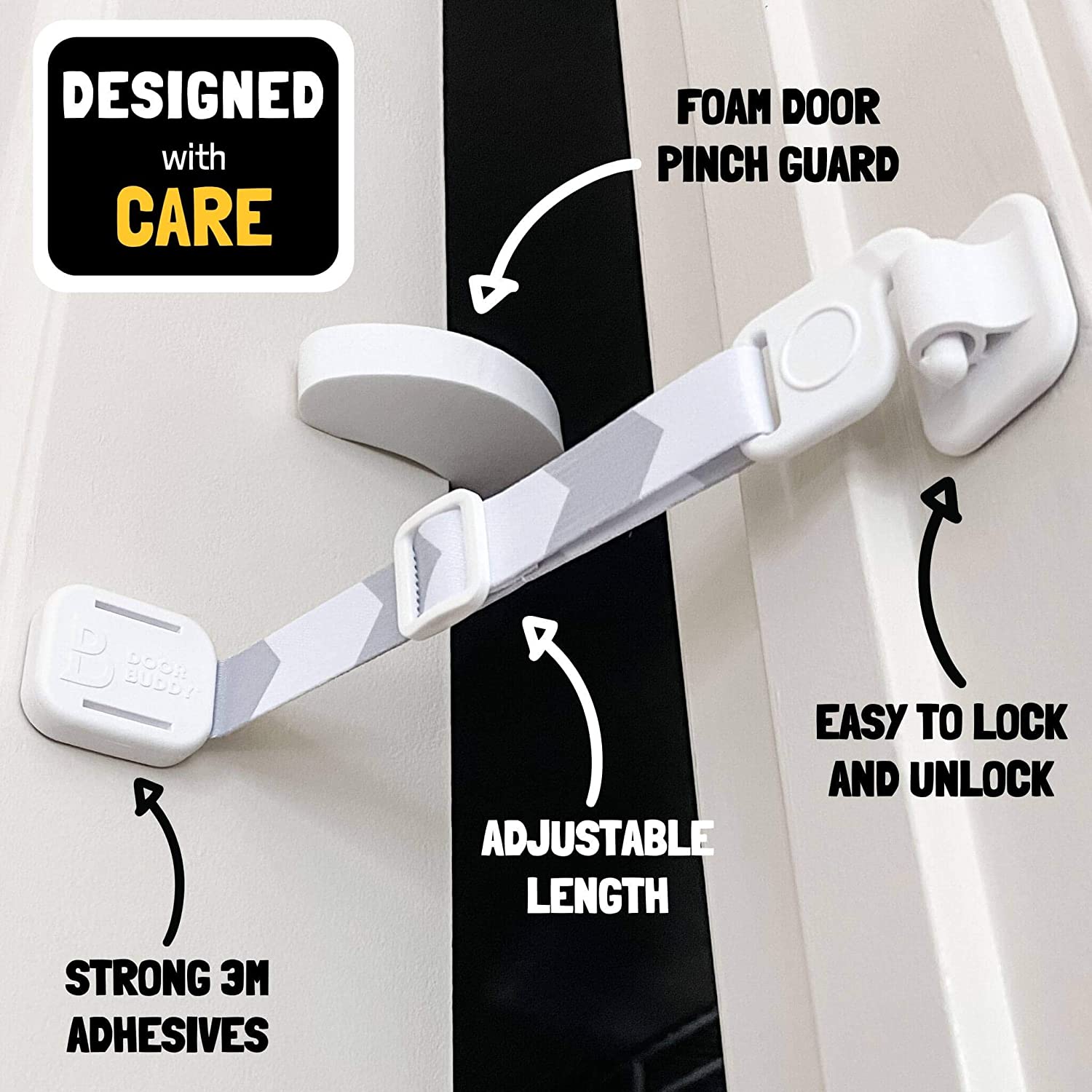 Door Buddy Child Proof Door Lock and Foam Baby Door Stopper. Baby Proofing Doors Made Simple with Ea