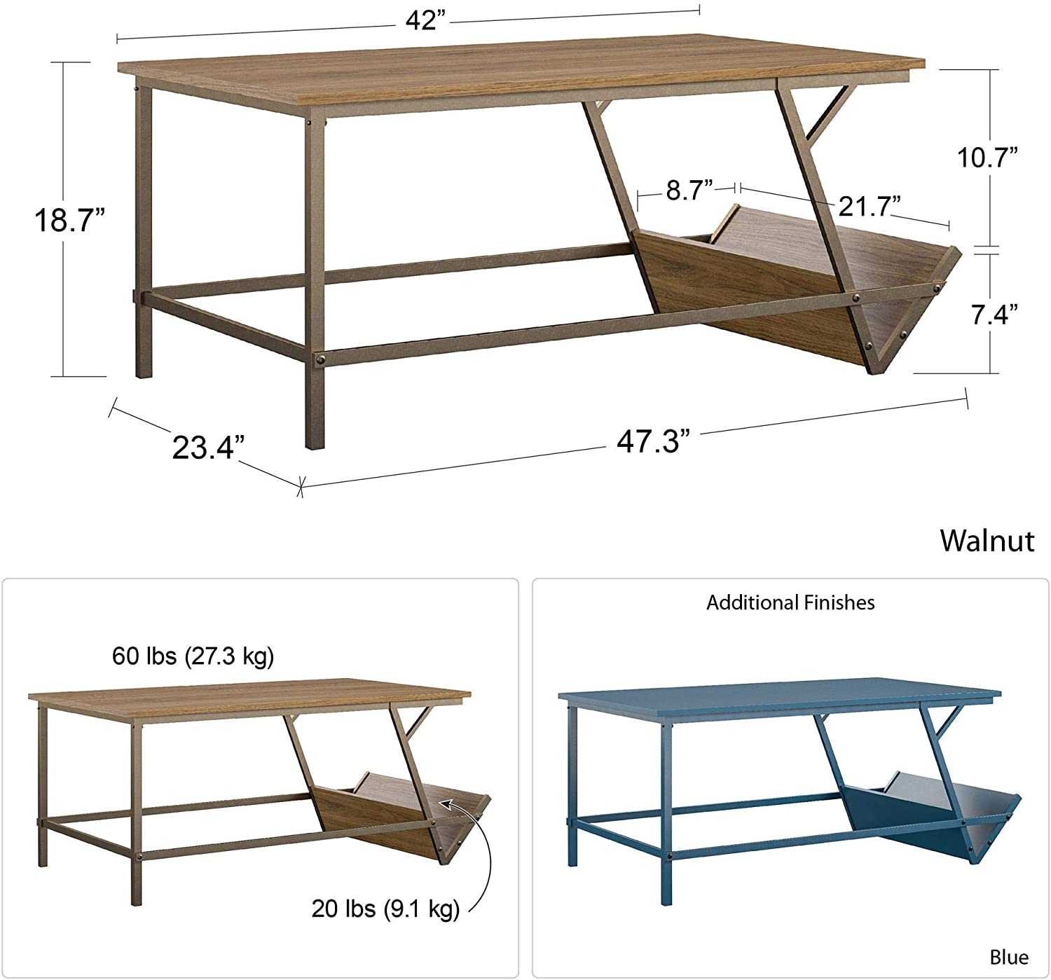 Novogratz Regal Coffee, Blue Table