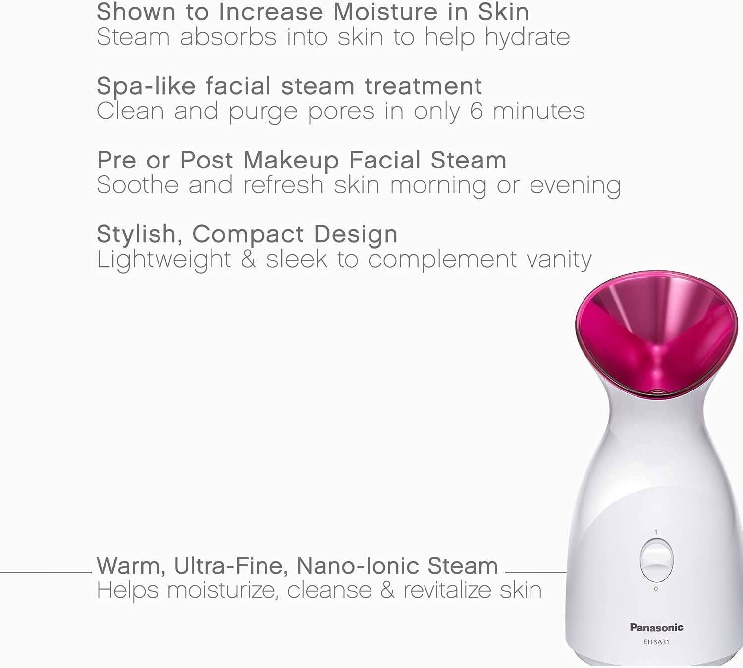 Panasonic Nano Ionic Compact Design with One-Touch Operation Facial Steamer with Ultra-Fine Steam - 