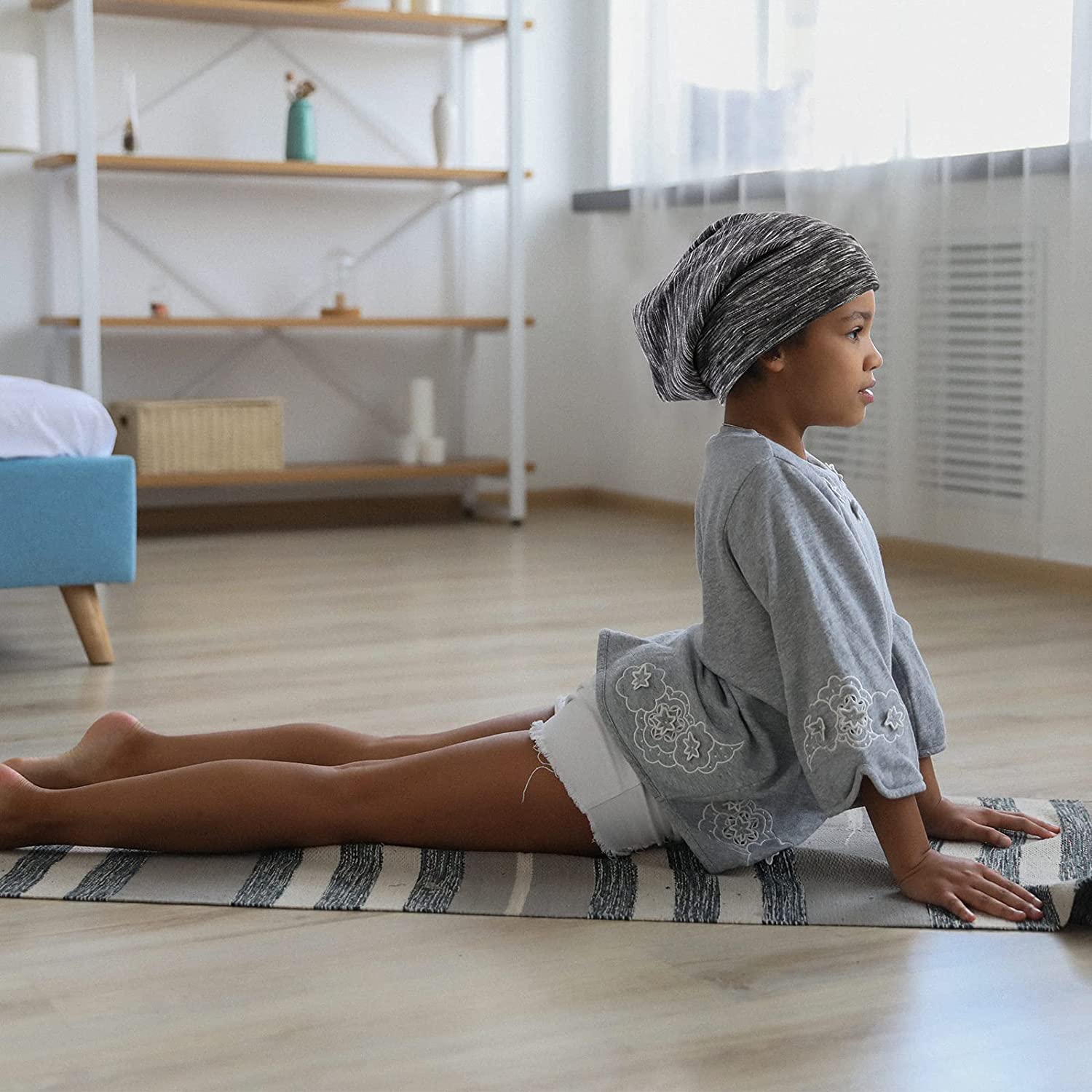 Sent Hair Kids Satin Lined Bonnet Silk Slouchy Beanie for Natural Hair Adjustable Sleep Bonnet Slap 