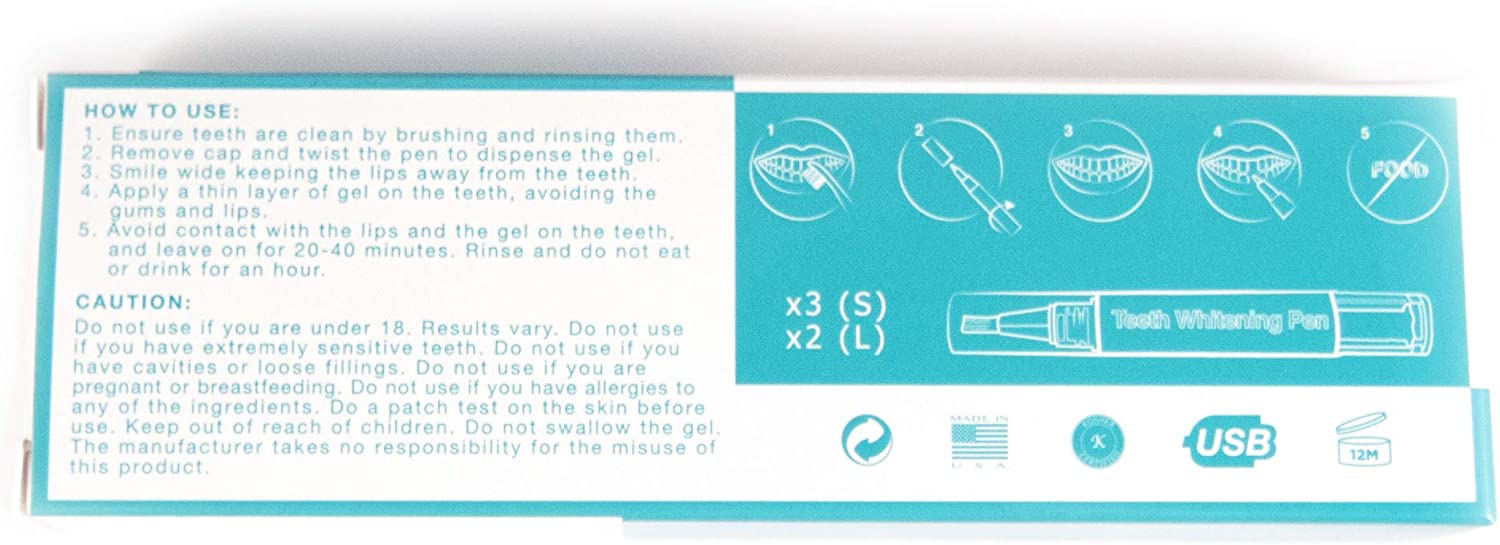 Deluxe Teeth Whitening Two 4ml Pens Kit with Carbamide Peroxide Tooth whitening Gel Made in USA (35%