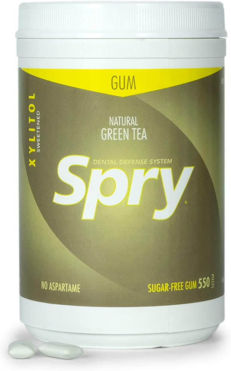 Spry Fresh Natural Xylitol Chewing Gum Dental Defense System Aspartame-Free Sugar Free Gum (Grean Te