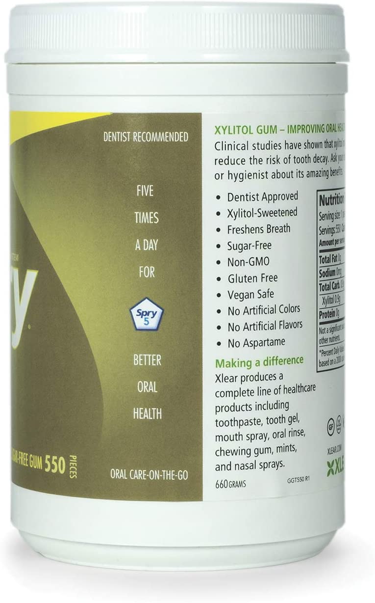 Spry Fresh Natural Xylitol Chewing Gum Dental Defense System Aspartame-Free Sugar Free Gum (Grean Te