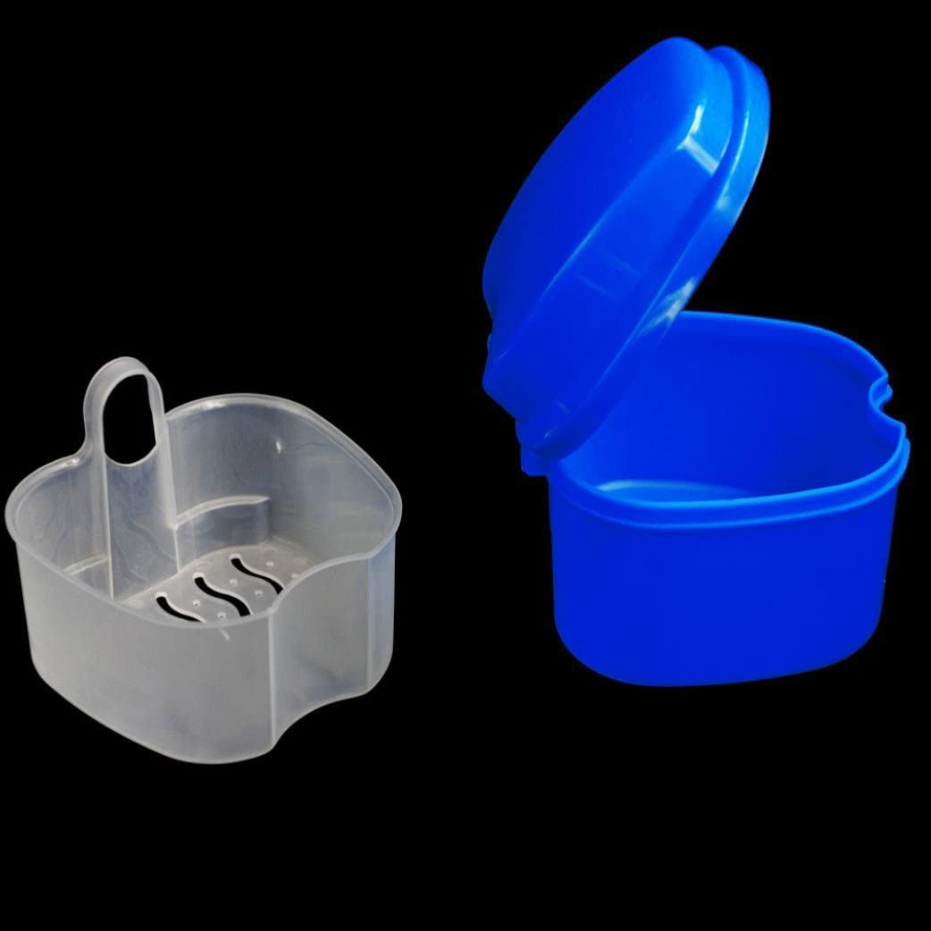 SOOTOP Denture Bath Case Cup Box Holder Storage Soak Container with Strainer Basket for Travel Home