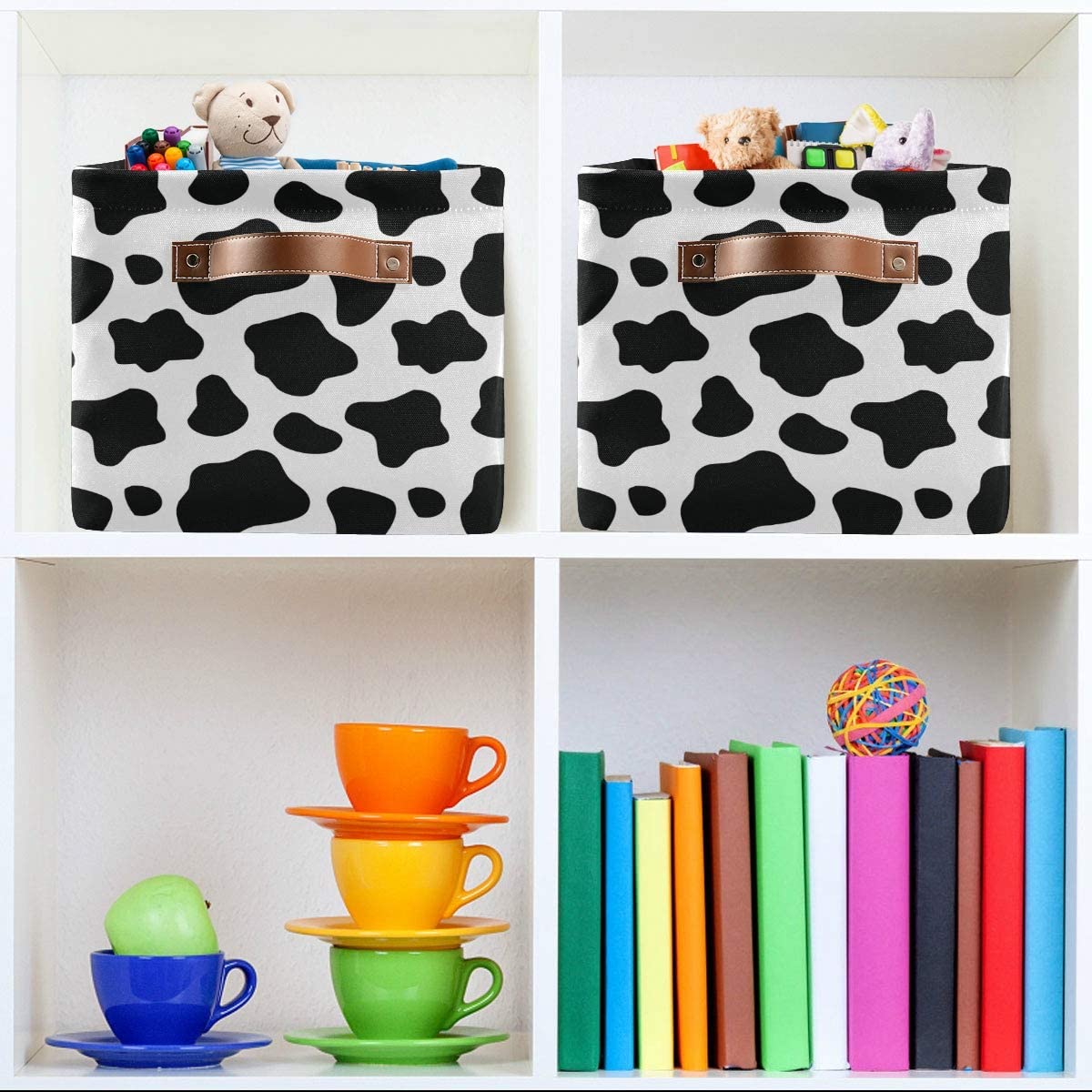Storage Basket Cube Animal Milk Cow Print Large Collapsible Toys Storage Box Bin Laundry Organizer f