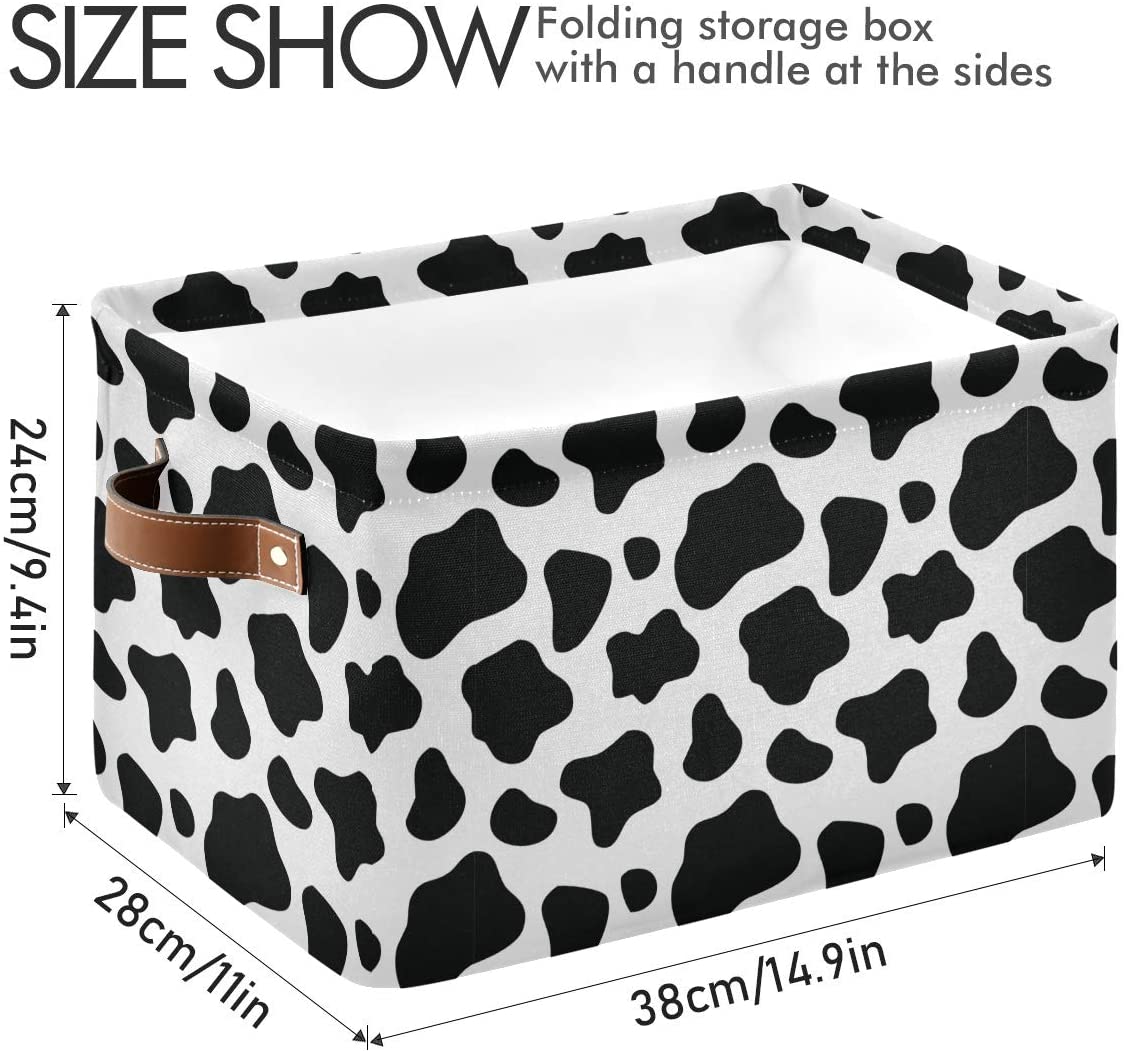 Storage Basket Cube Animal Milk Cow Print Large Collapsible Toys Storage Box Bin Laundry Organizer f