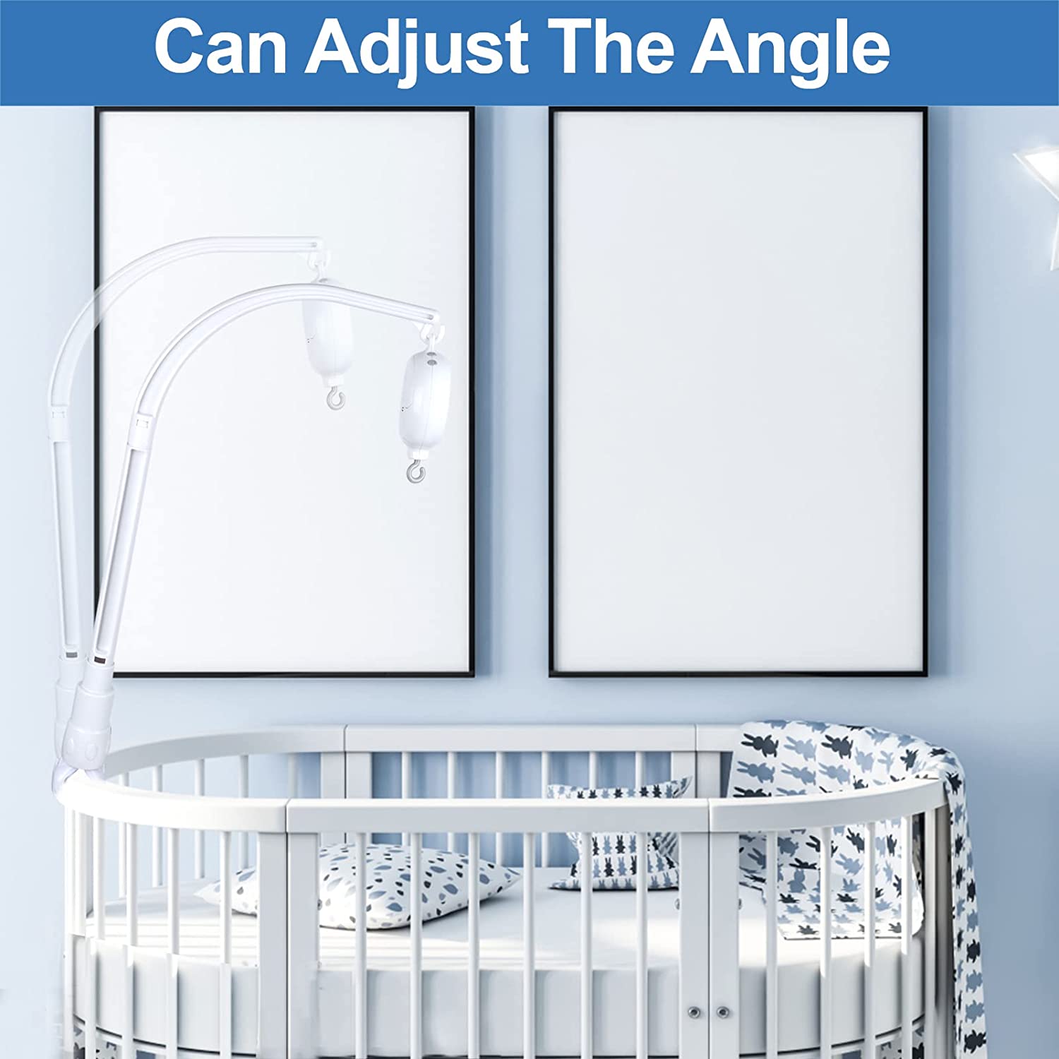 23 Inch Baby Crib Mobile Bed Bell Holder Arm Bracket, with Mobile Music Box(Battery Operated), Music