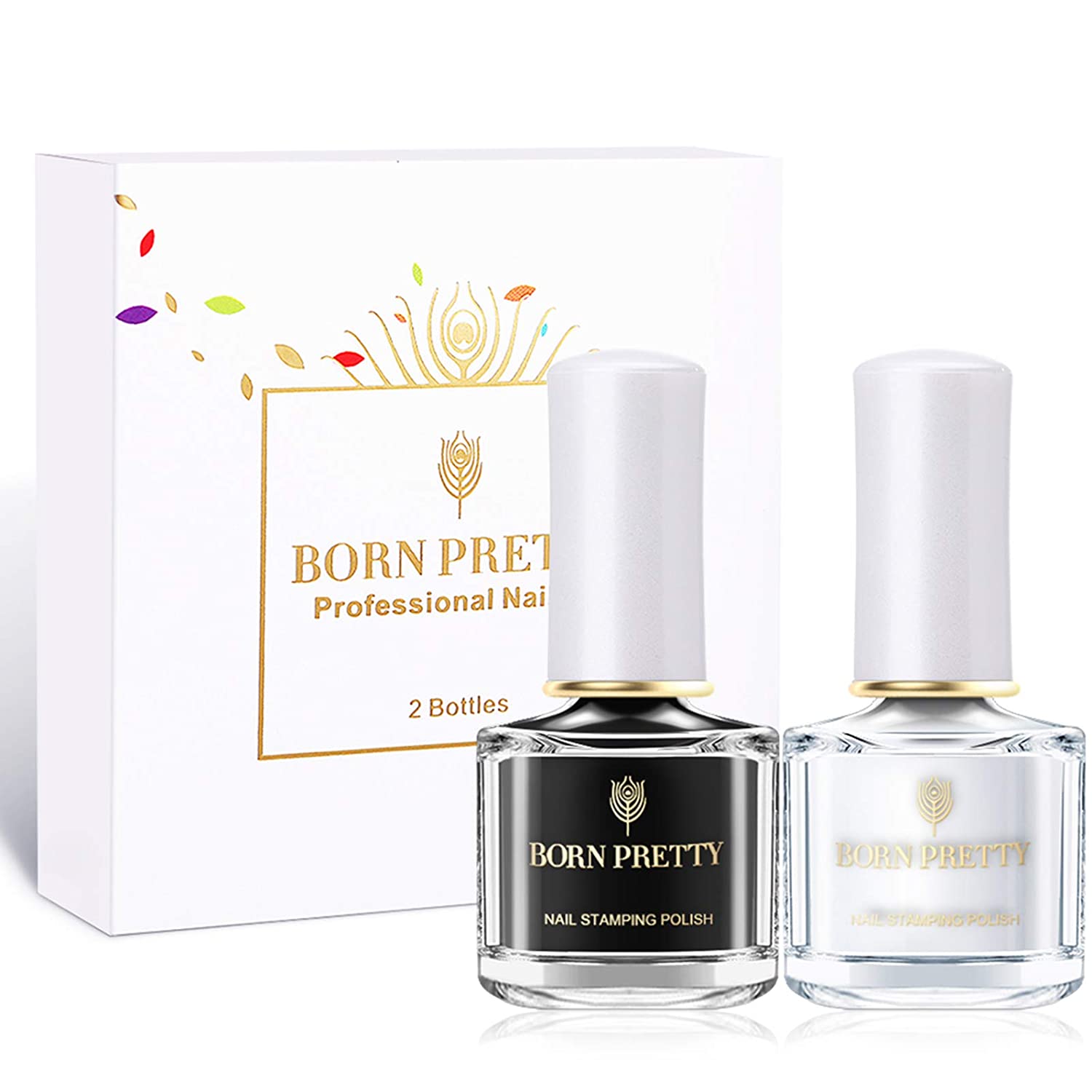 BORN PRETTY Nail Art Stamping Polish White Black Manicure Image Stamp Polish Set Print Polish Varnis