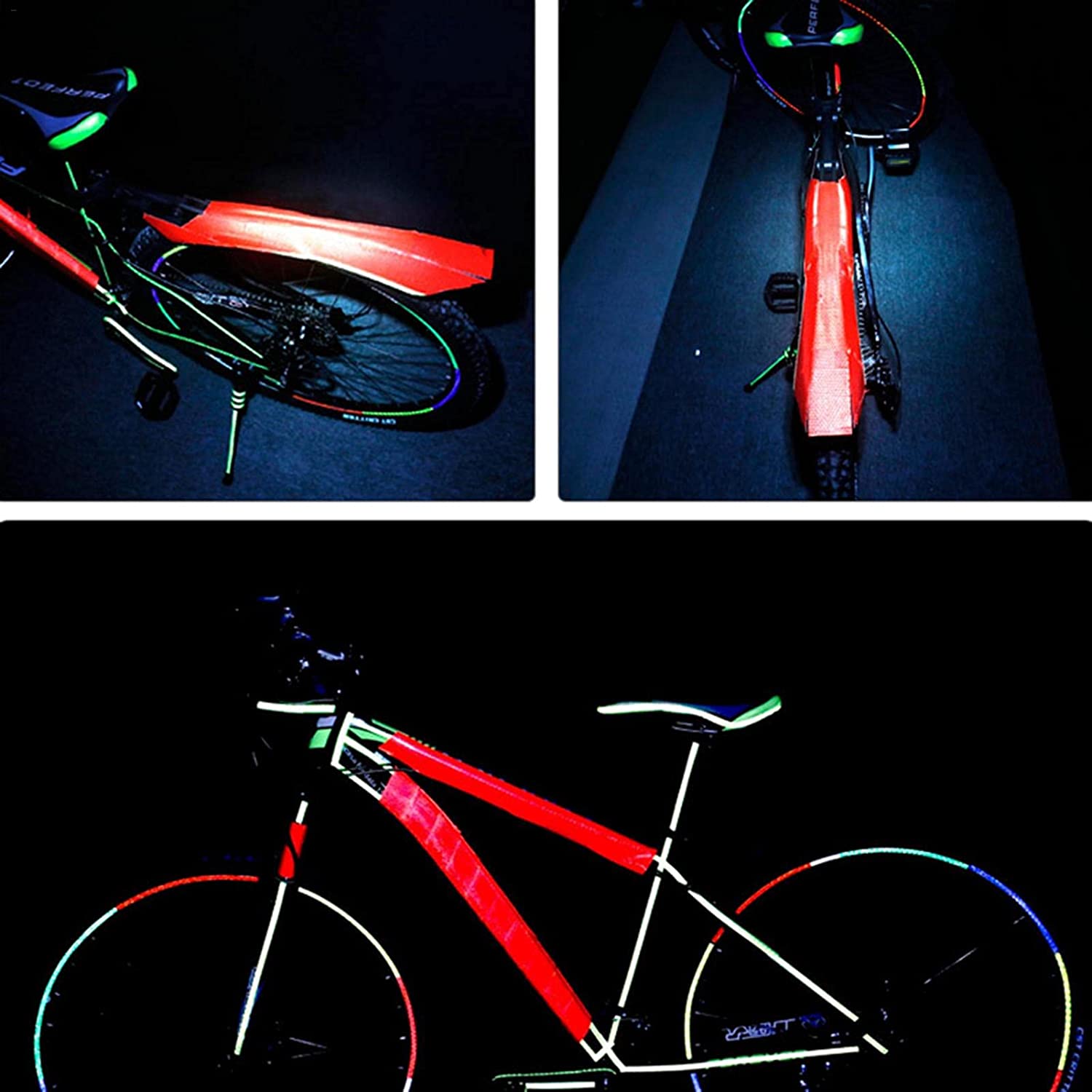 KONGSHOP Conspicuous Tape Bicycle Crystal Color Grid Body Tape Riding Accessories Reflective Sticker
