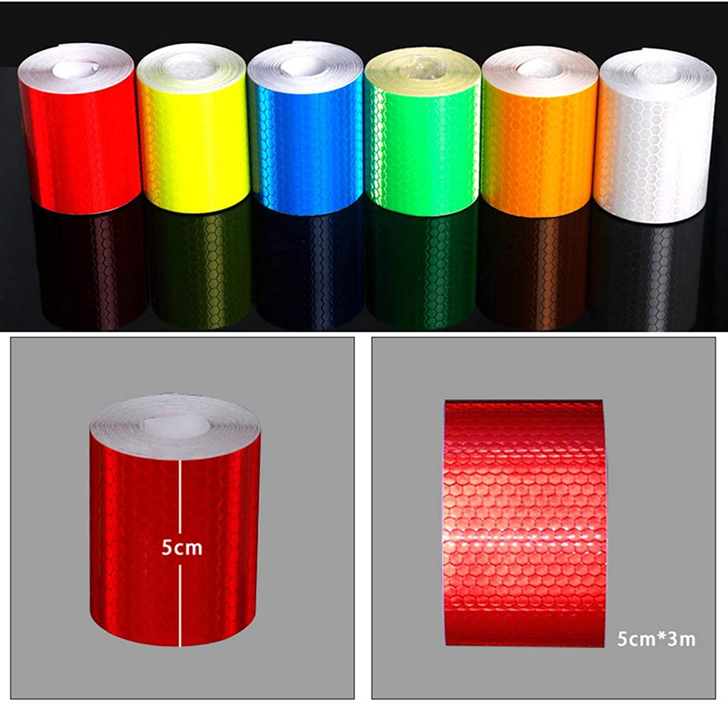 KONGSHOP Conspicuous Tape Bicycle Crystal Color Grid Body Tape Riding Accessories Reflective Sticker