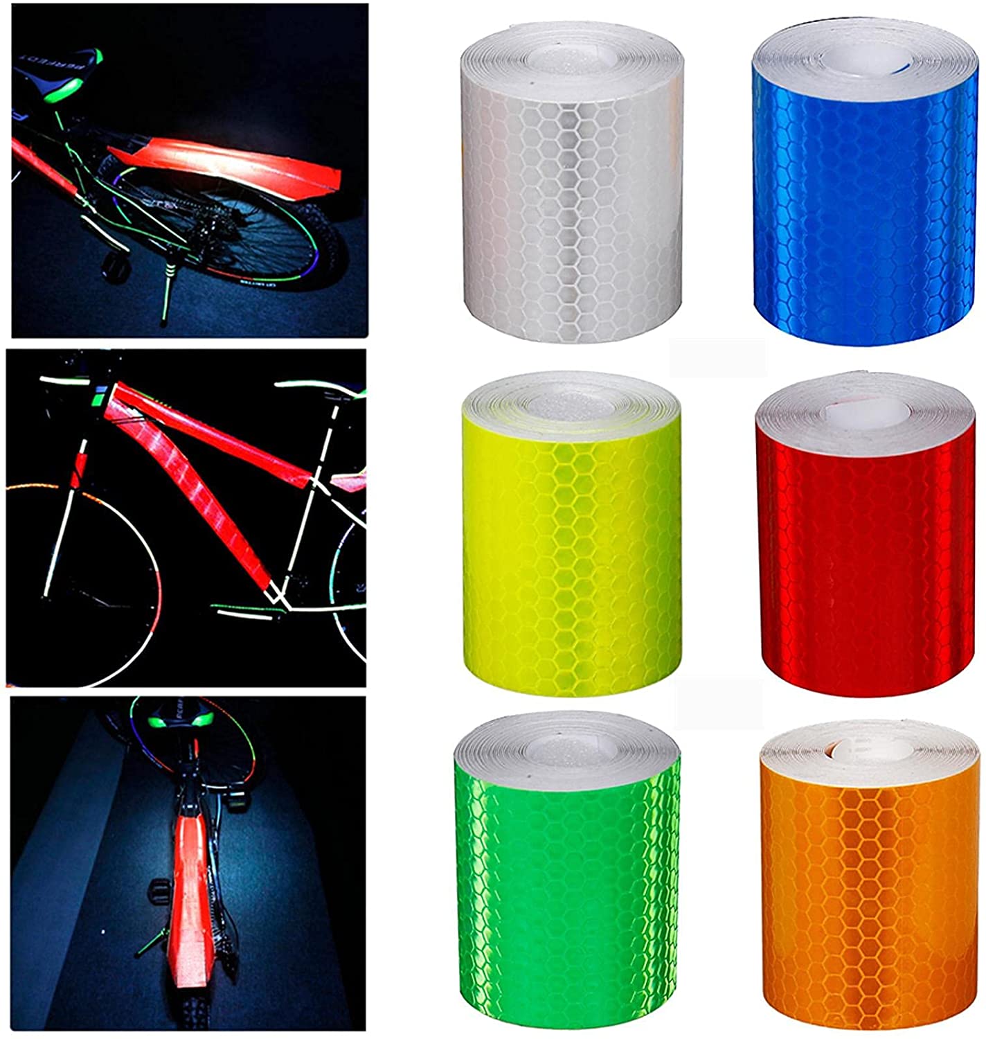 KONGSHOP Conspicuous Tape Bicycle Crystal Color Grid Body Tape Riding Accessories Reflective Sticker
