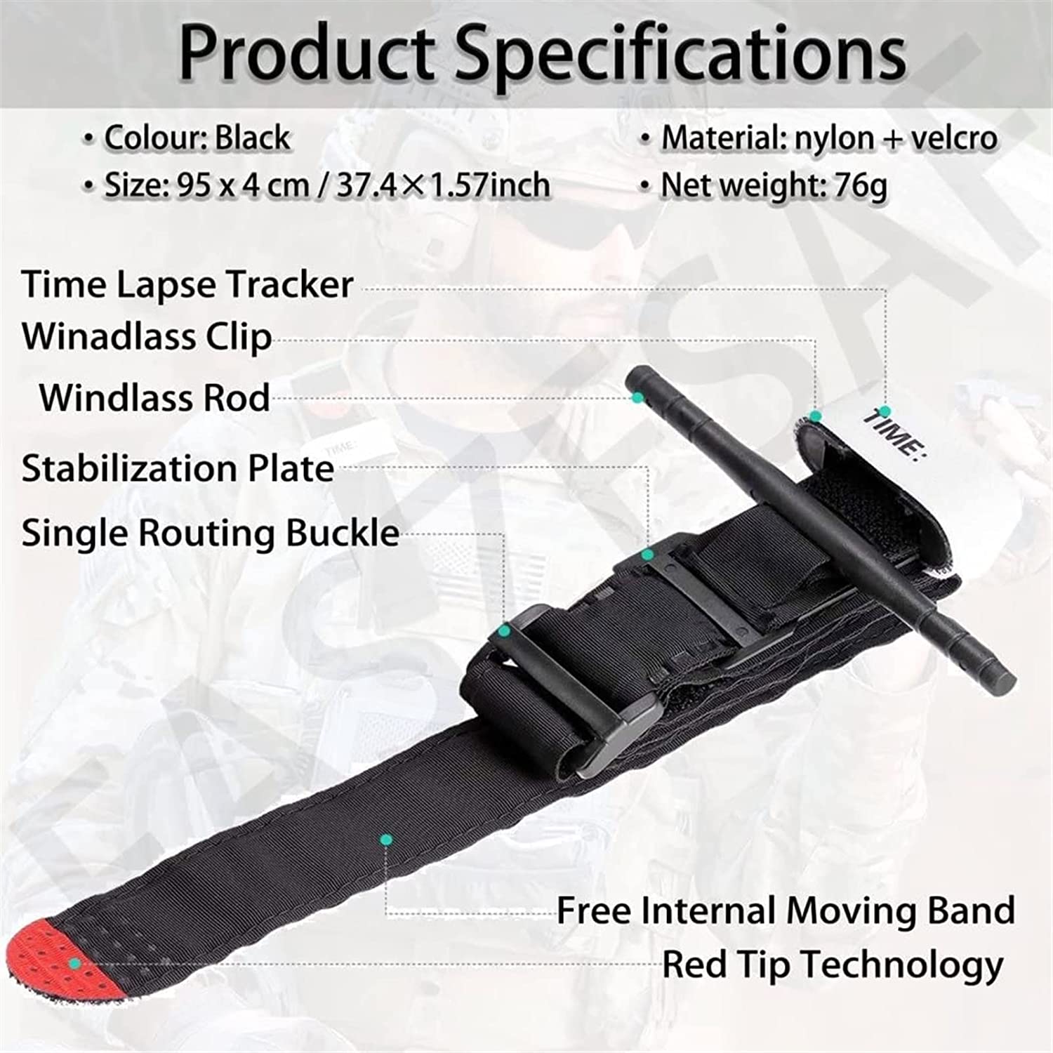 100PCS Tactical Tourniquet, Outdoor Emergency Tourniquet, Quick Release One-Handed Operated Military