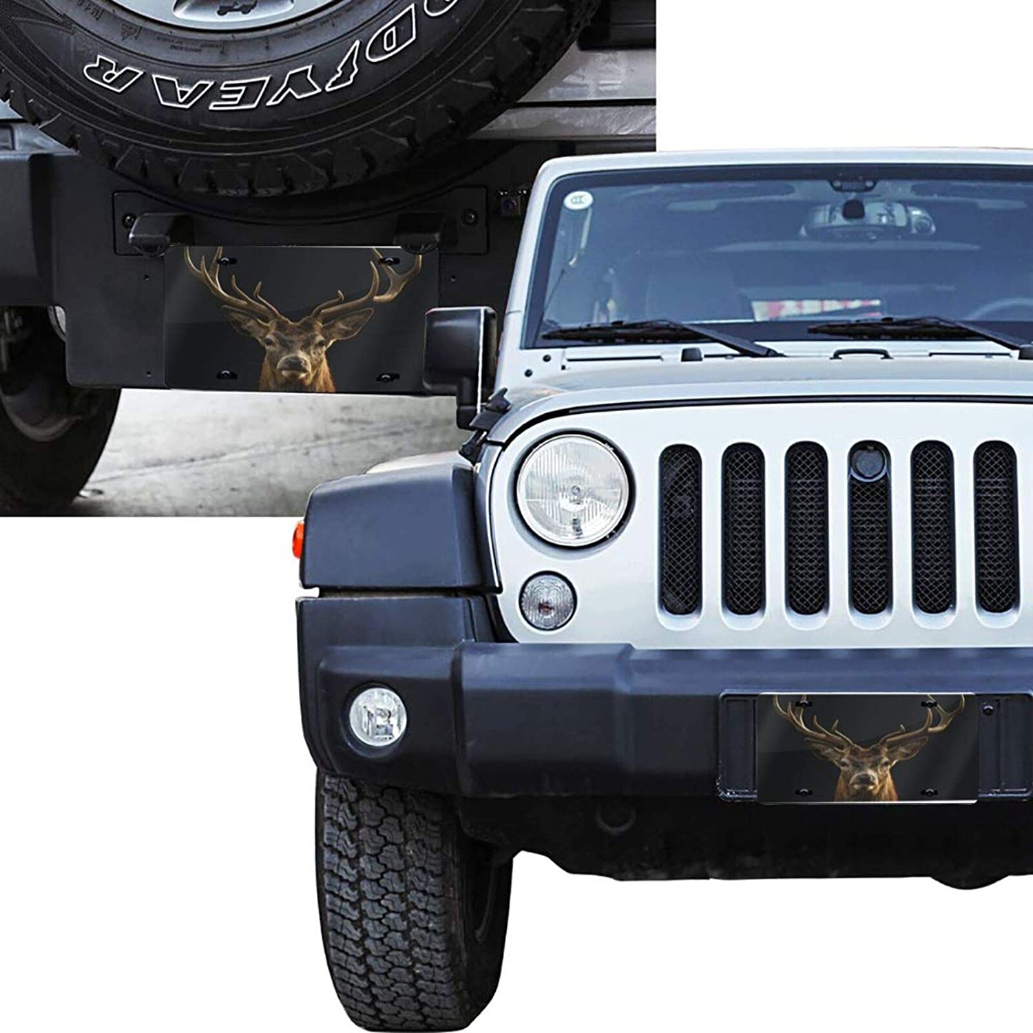 Nature Wild Deer Head Antler Animal License Plate Frame Aluminum Metal Covers,Metal Novelty Car Plat