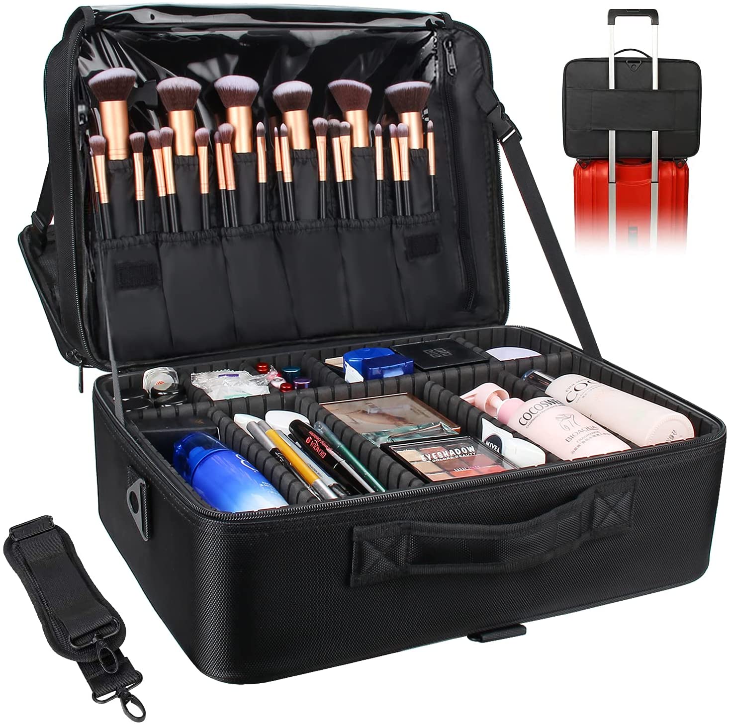 Extra-large Makeup Case, a Must for Double-layer Travel, a Storage Case for Professional Makeup Arti
