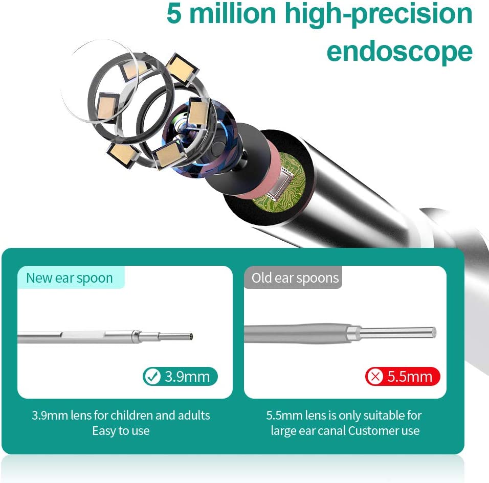 Ear Wax Removal Tool Camera Smart Visual Ear Wax Cleaner 5 Million HD Visual Ear Pick Luminous Ear