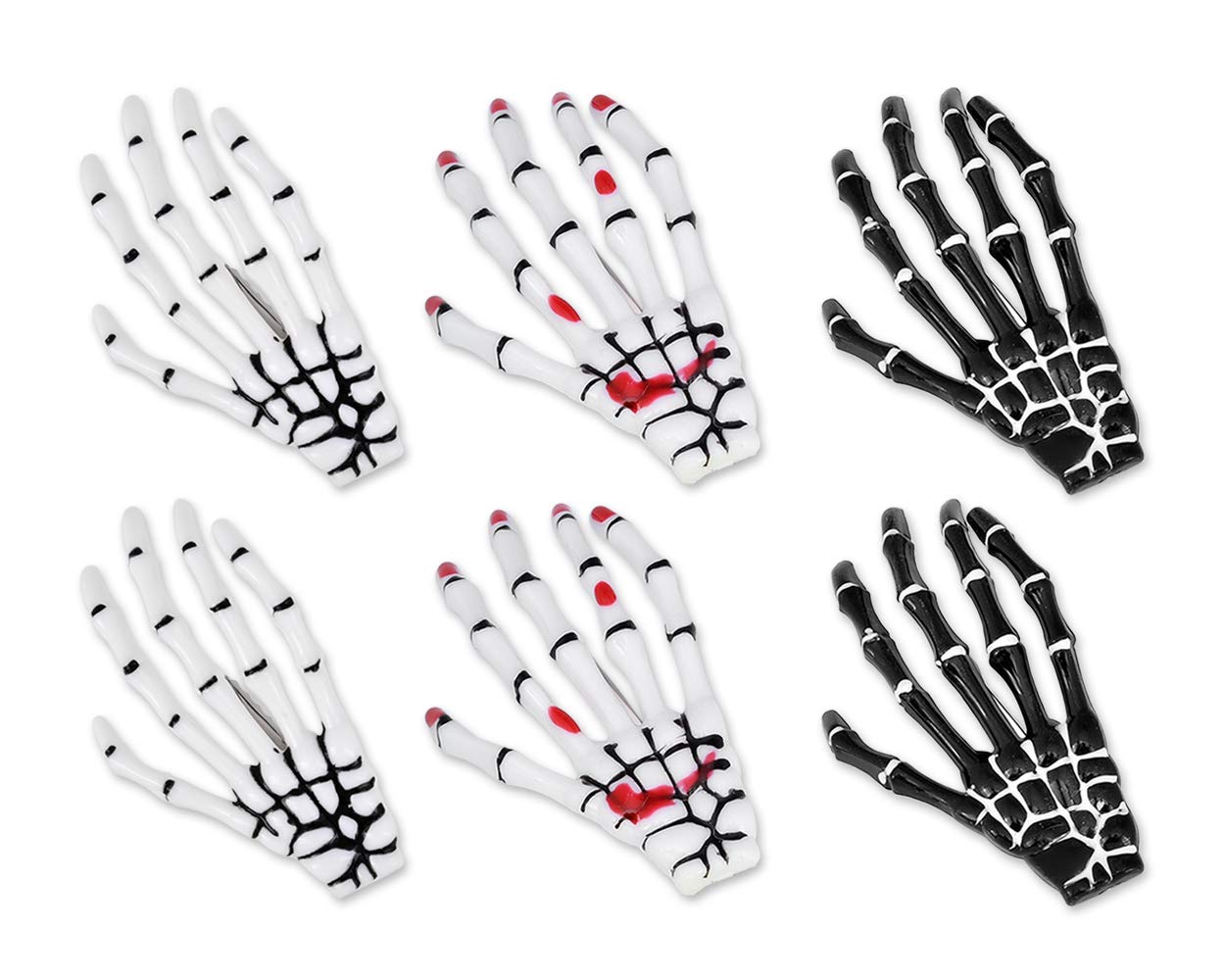 DS. DISTINCTIVE STYLE 2 Pairs Korean Style Gothic Skeleton Hands Bone Hair Clips - Fashion Punk Rock