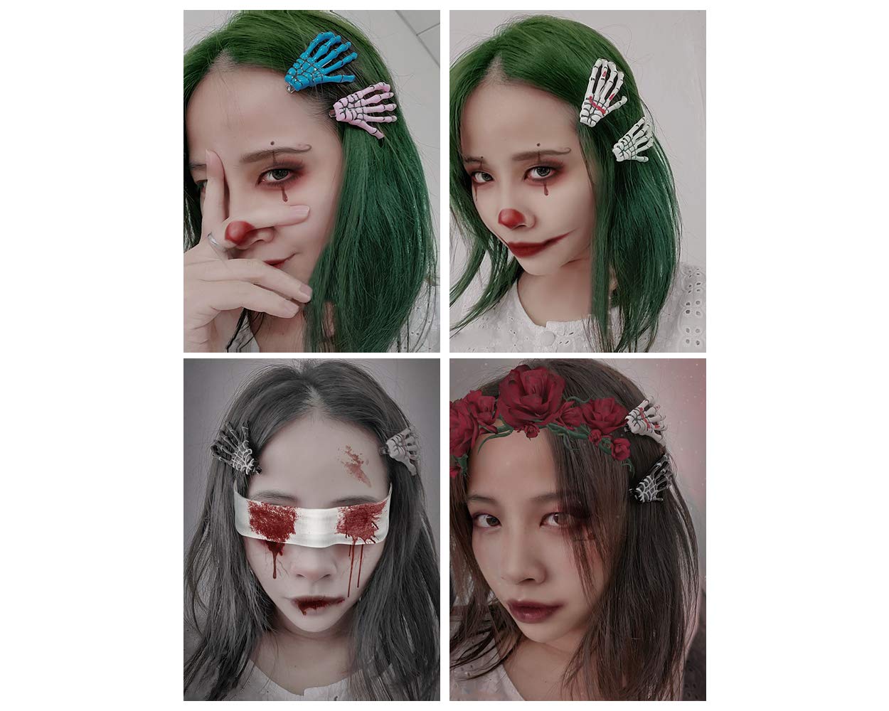 DS. DISTINCTIVE STYLE 2 Pairs Korean Style Gothic Skeleton Hands Bone Hair Clips - Fashion Punk Rock