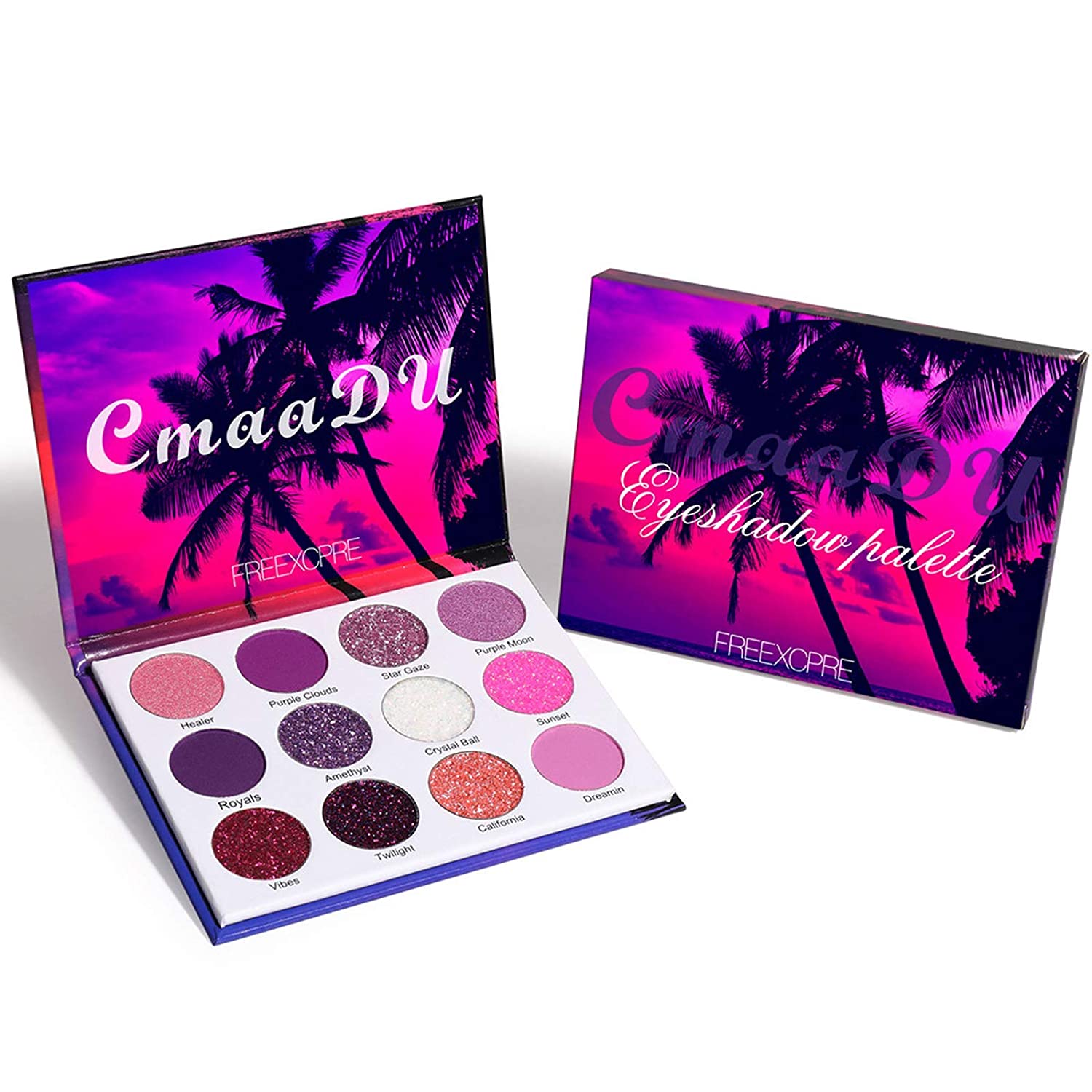 High Pigment 12 Colors Shimmer Matte Glitter Eyeshadow Makeup Palette Sweatproof Long Lasting and Wa