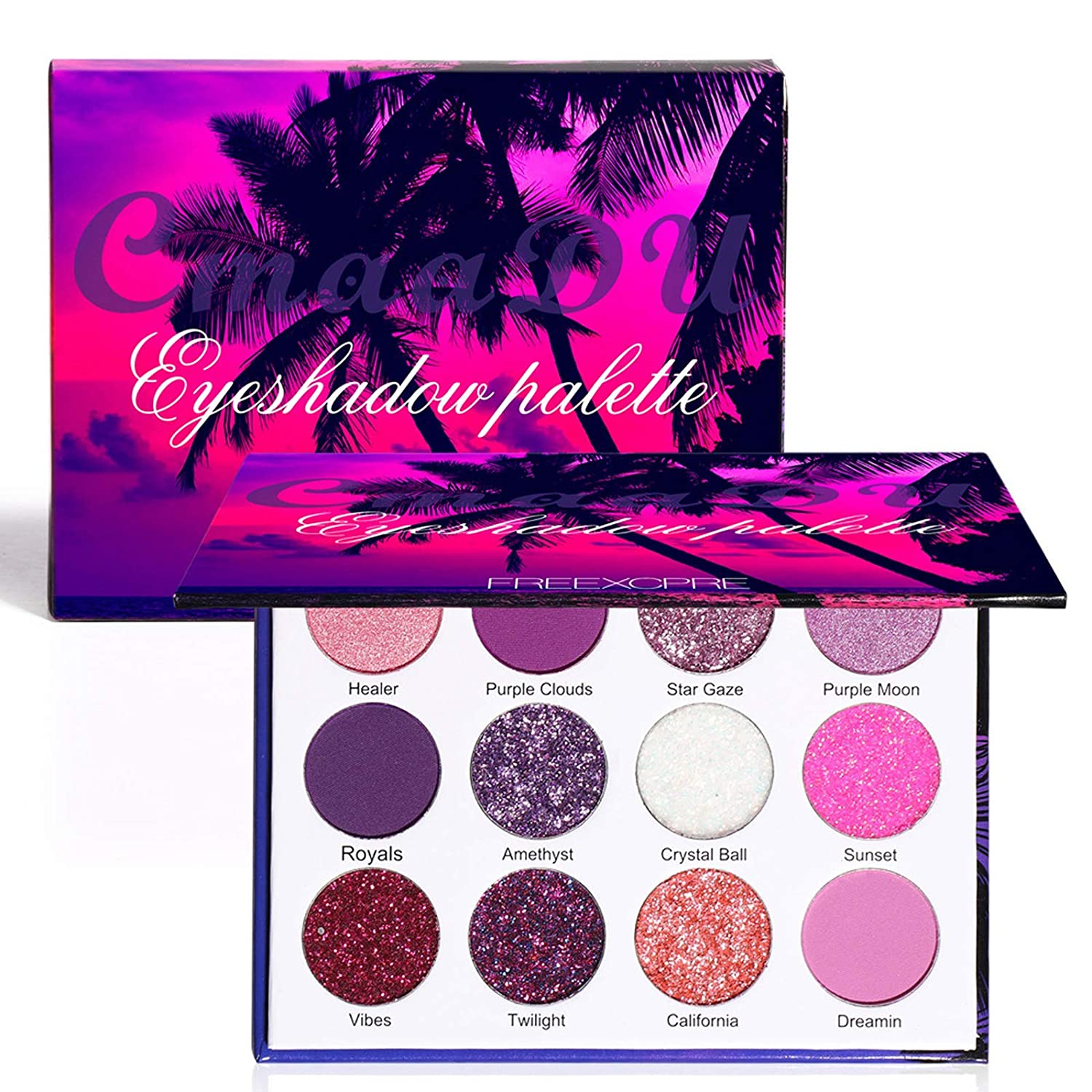 High Pigment 12 Colors Shimmer Matte Glitter Eyeshadow Makeup Palette Sweatproof Long Lasting and Wa