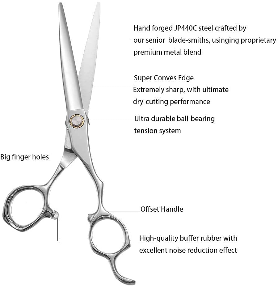 AOLANDUO 6 Inch Razor Edge Hair Cutting Scissors-Handmade with Japanese AICHI Steel-Lightweight/Offs