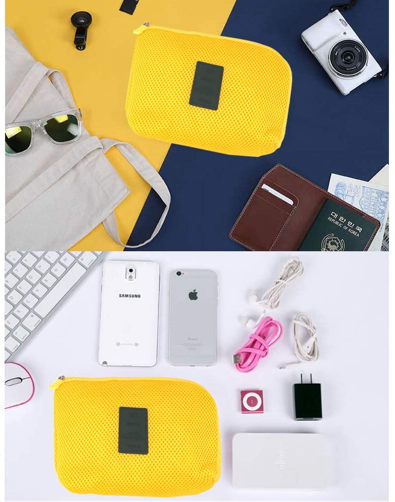 Toiletry Small Pouch Cosmetic Makeup Zipper Personalized Bag for Women Teen Girl (Mesh Yellow)