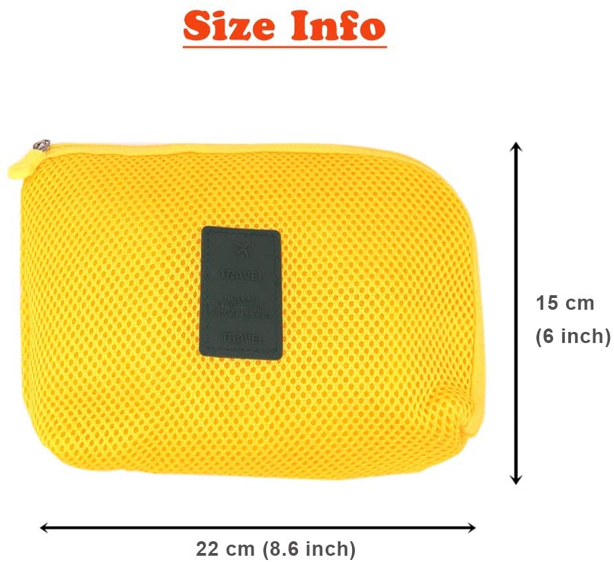 Toiletry Small Pouch Cosmetic Makeup Zipper Personalized Bag for Women Teen Girl (Mesh Yellow)