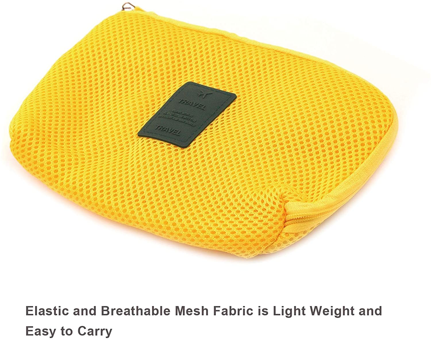 Toiletry Small Pouch Cosmetic Makeup Zipper Personalized Bag for Women Teen Girl (Mesh Yellow)