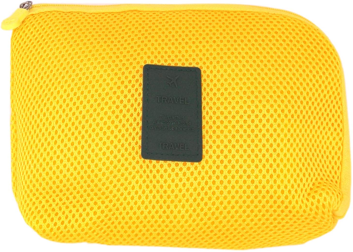 Toiletry Small Pouch Cosmetic Makeup Zipper Personalized Bag for Women Teen Girl (Mesh Yellow)