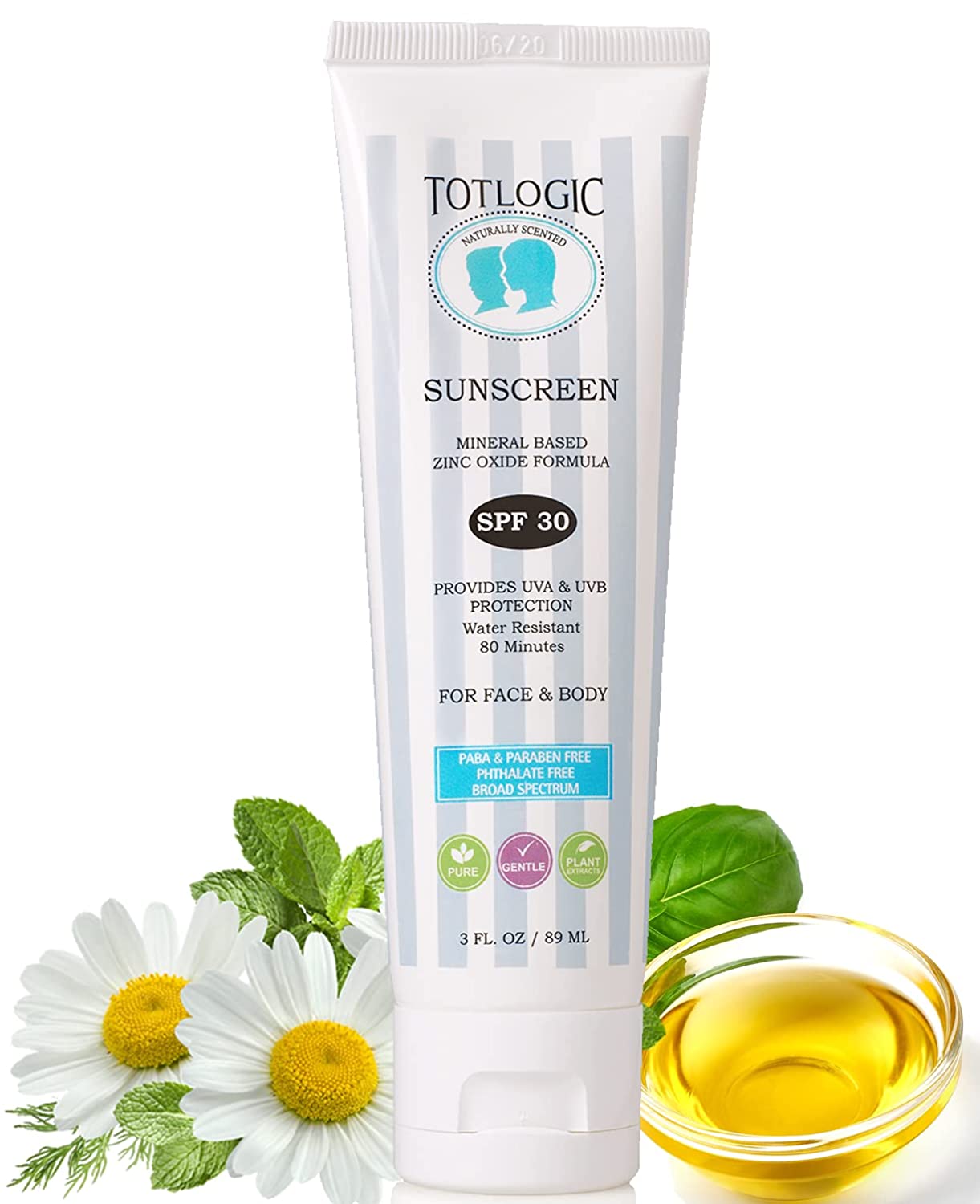TotLogic Natural Mineral Sunscreen For Kids SPF 30, 3 oz | Biodegradable Reef Safe Zinc Oxide Organi