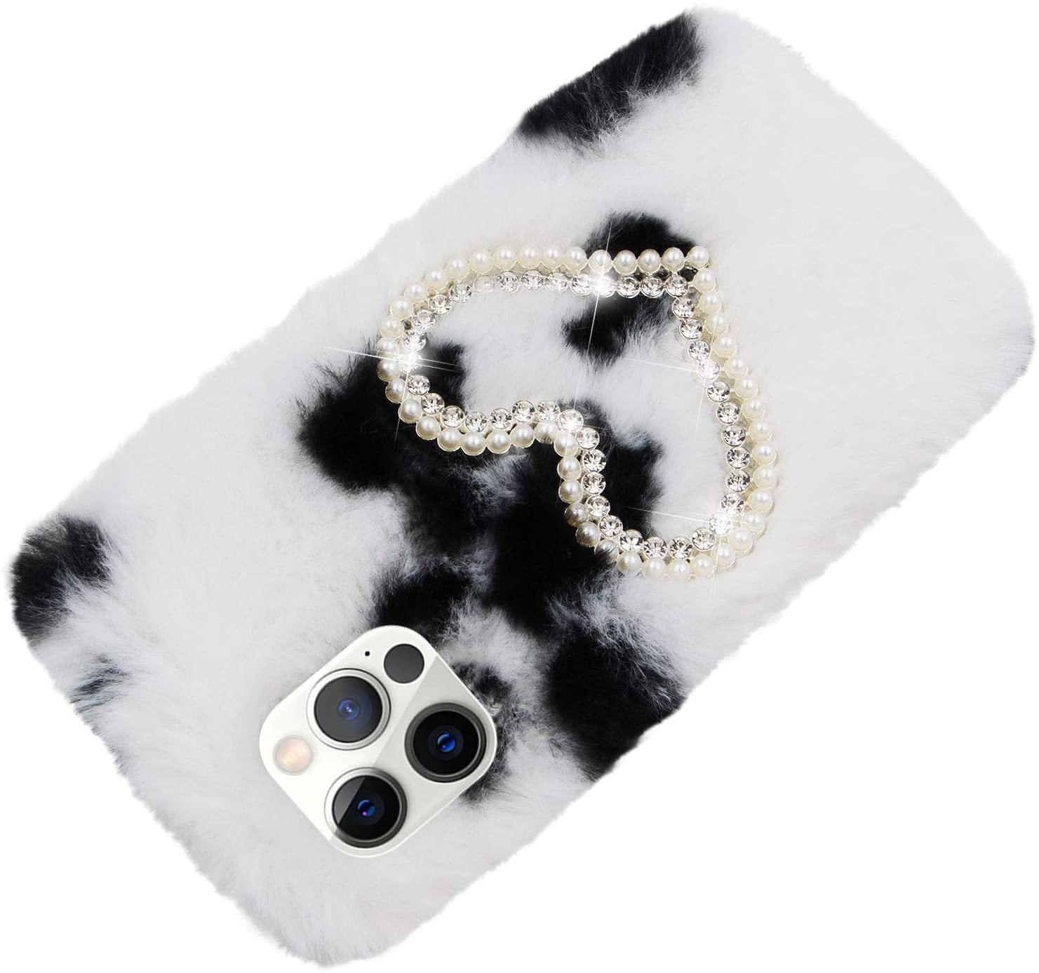 Herzzer Chic Winter Warm Plush Furry Cover for iPhone SE/iPhone 5/5s,Cute Color Block Rabbit Fluffy 