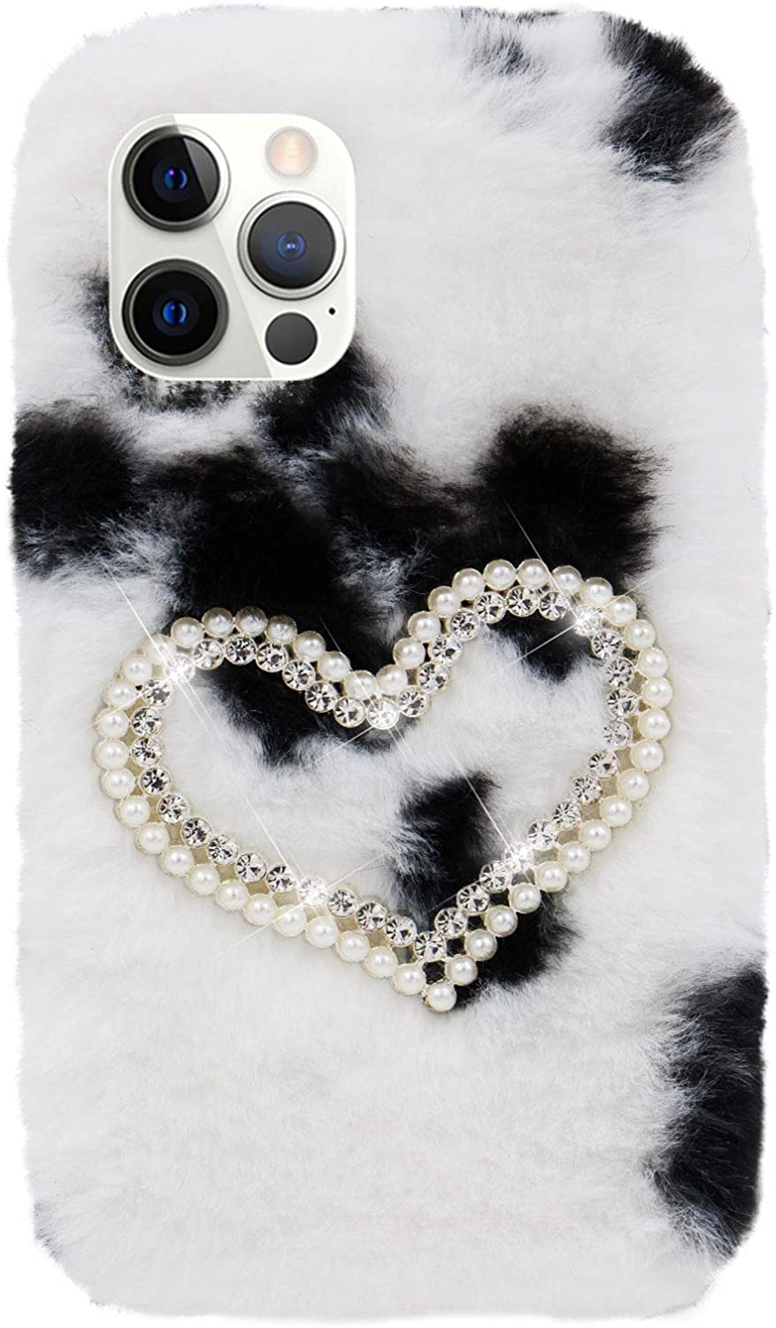 Herzzer Chic Winter Warm Plush Furry Cover for iPhone SE/iPhone 5/5s,Cute Color Block Rabbit Fluffy 