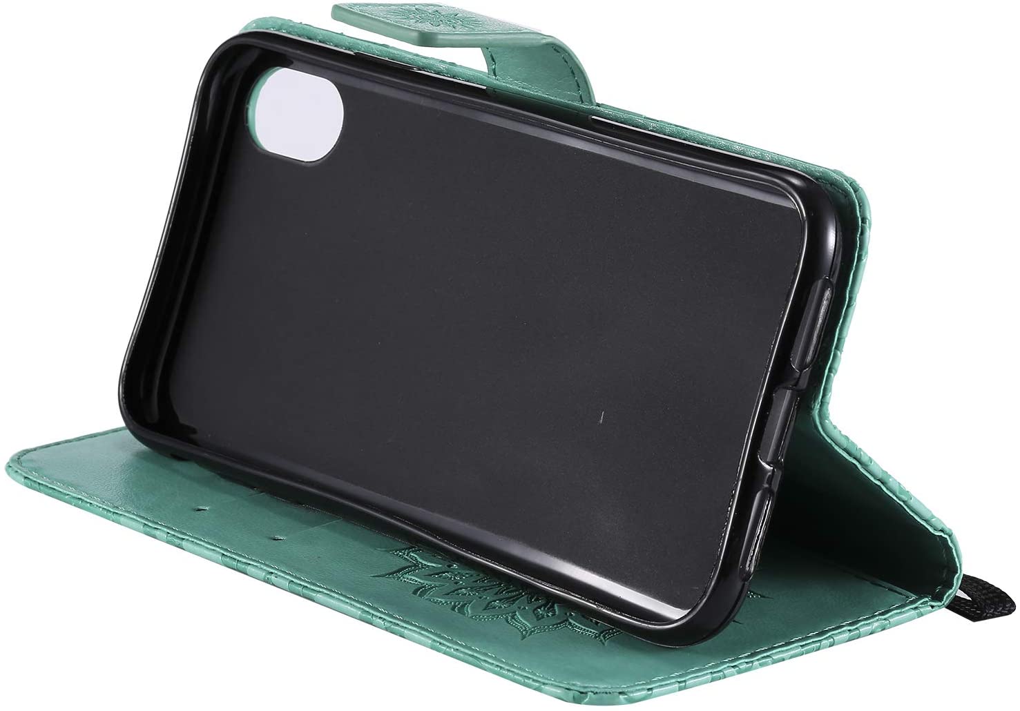 Cfrau Kickstand Wallet Case with Black Stylus for iPhone XR 6.1 inch,Retro Mandala Sunflower PU Leat