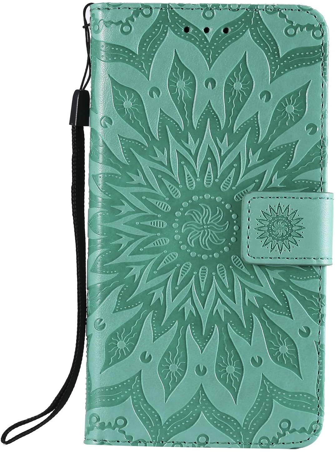 Cfrau Kickstand Wallet Case with Black Stylus for iPhone XR 6.1 inch,Retro Mandala Sunflower PU Leat