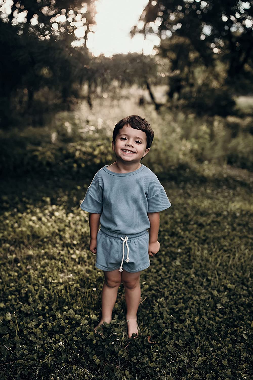 Three Little Tots Baby Boys Girls Summer Waffle Toddler Organic Cotton Modern Top & Bottom 2pc Set