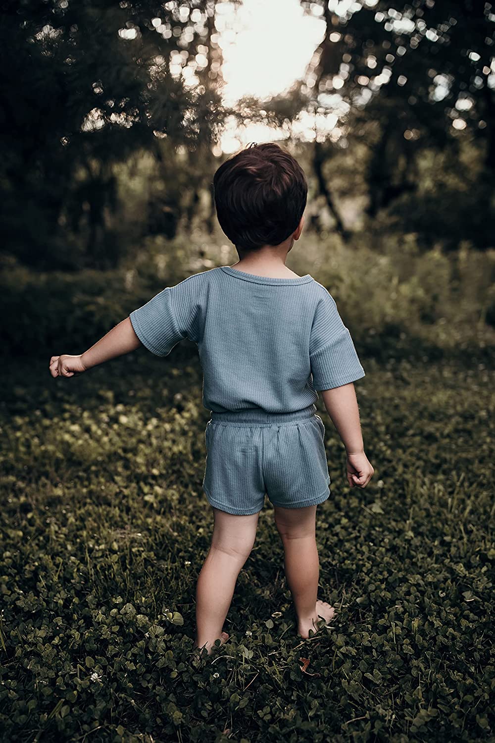 Three Little Tots Baby Boys Girls Summer Waffle Toddler Organic Cotton Modern Top & Bottom 2pc Set