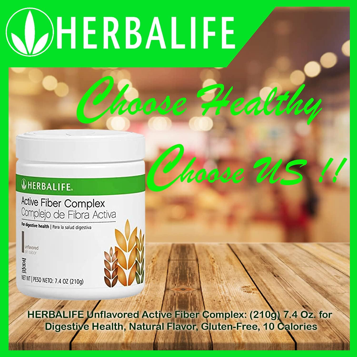 HERBALIFE Unflavored Active Fiber Complex: (210g) 7.4 Oz. for Digestive Health, Natural Flavor, Glut