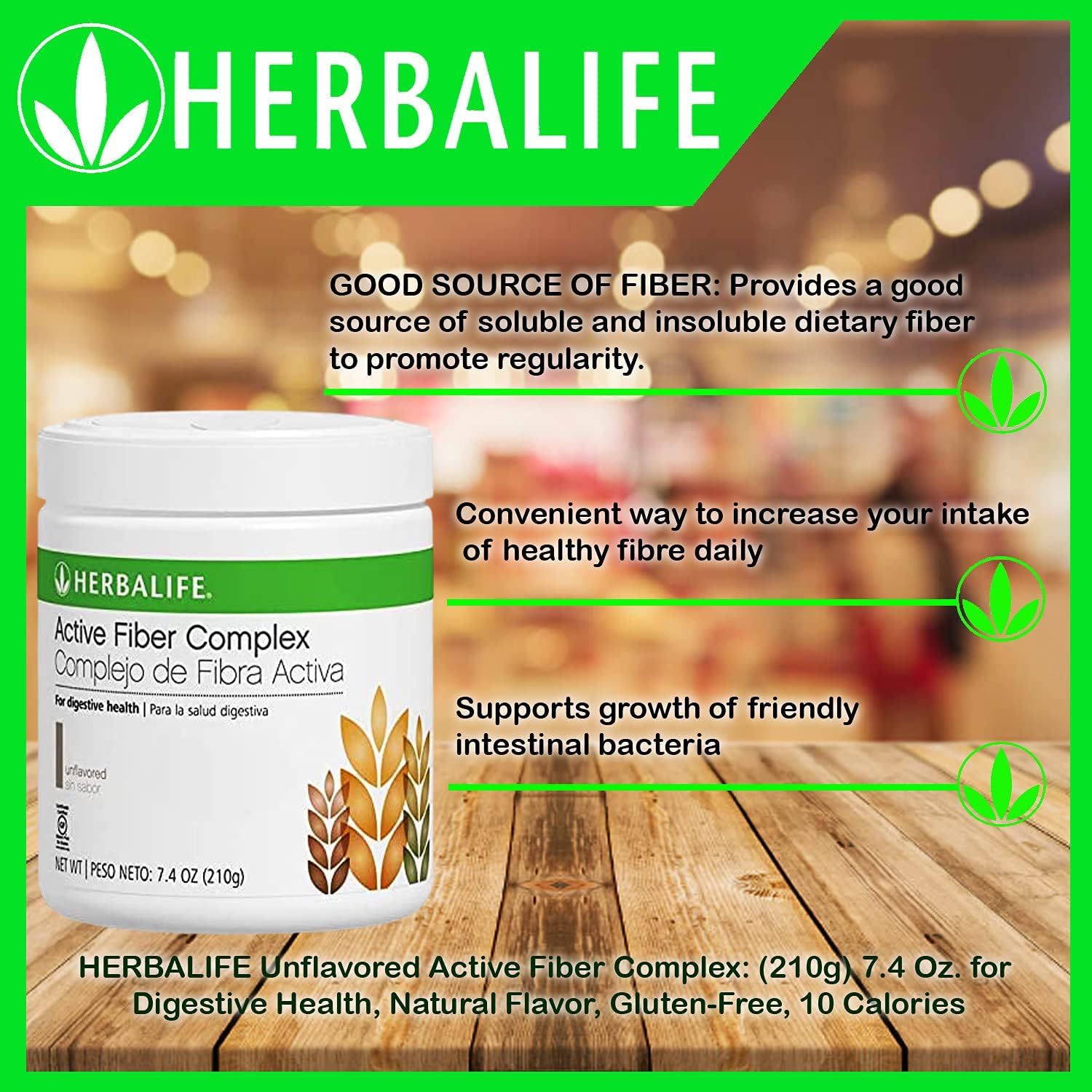 HERBALIFE Unflavored Active Fiber Complex: (210g) 7.4 Oz. for Digestive Health, Natural Flavor, Glut