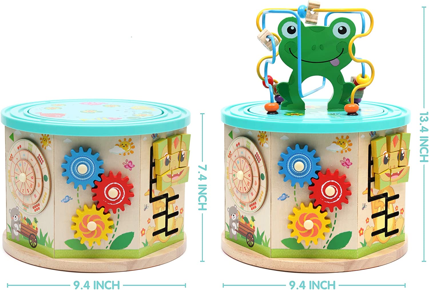 LAVIEVERT Activity Center Play Cube 10-in-1 Bead Maze Shape Sorter Multipurpose Educational Toy Wood