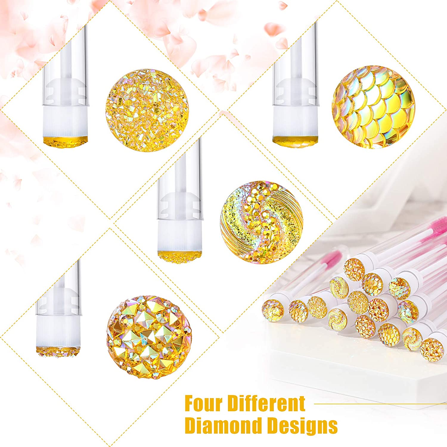 80 Pieces Disposable Mascara Brushes Tubes Set, 40 Pieces Diamond Empty Mascara Wand Tube with 40 Pi