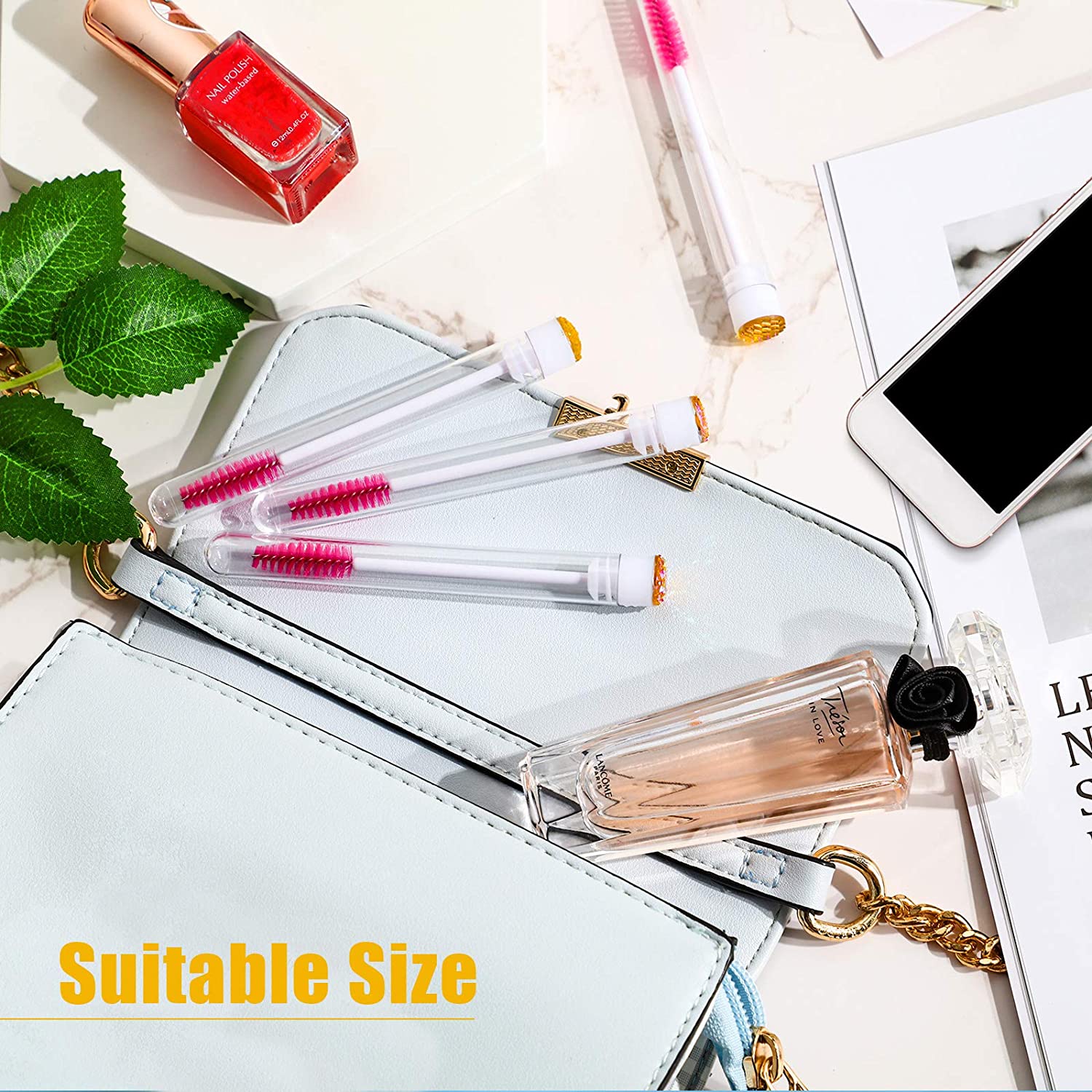 80 Pieces Disposable Mascara Brushes Tubes Set, 40 Pieces Diamond Empty Mascara Wand Tube with 40 Pi