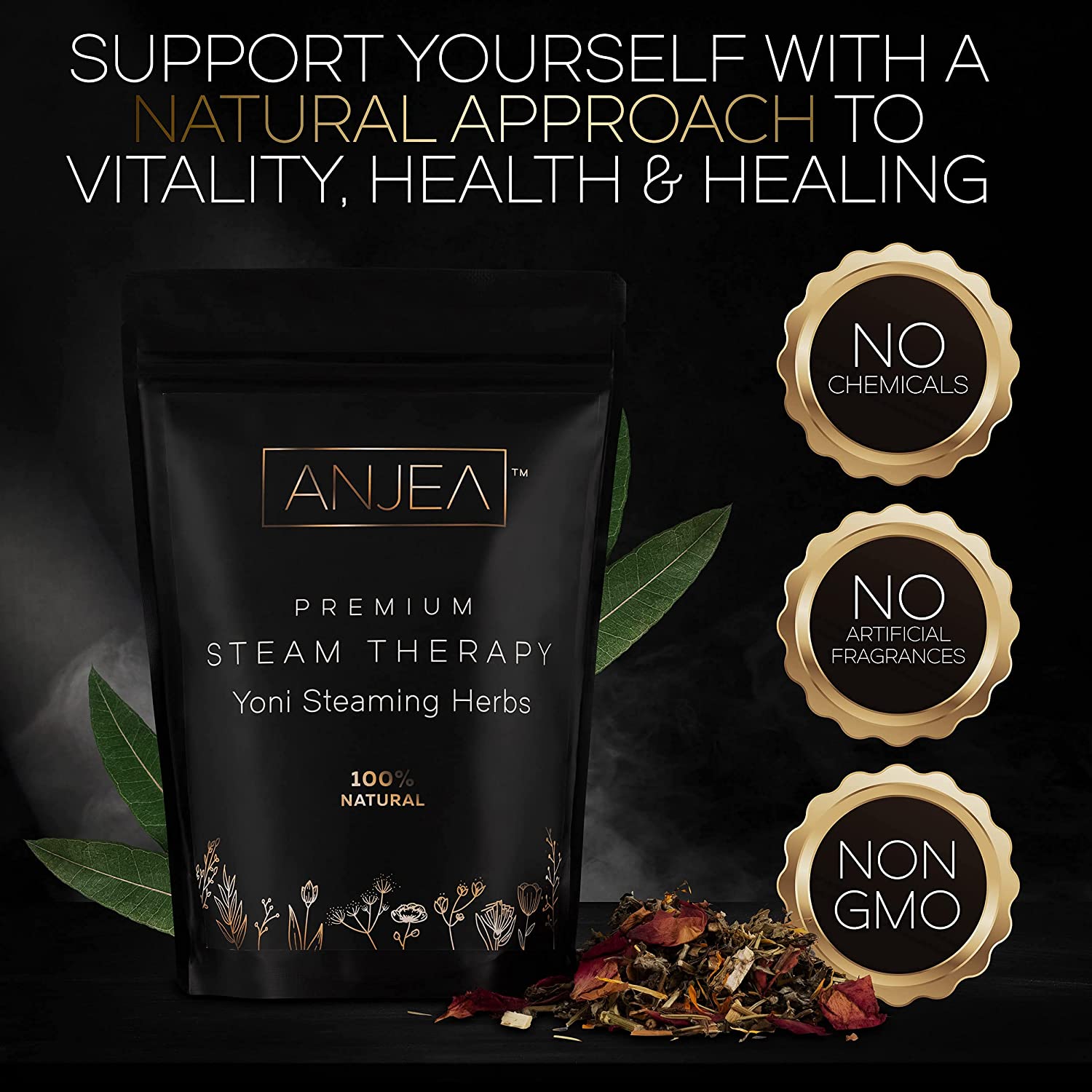 ANJEA Yoni Steaming Herbs 8 oz (8-16 steams), Yoni Steam Herbs for Cleansing and Tightening Detox, N