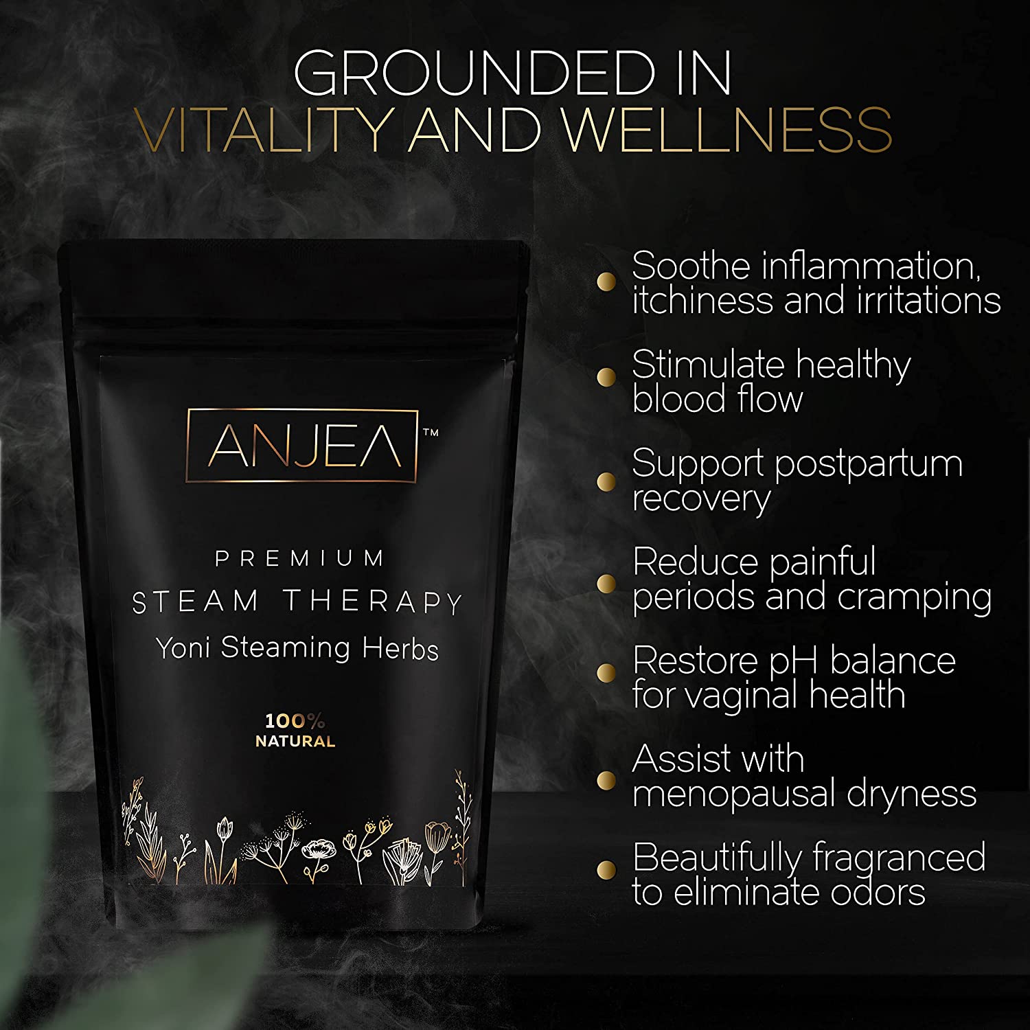 ANJEA Yoni Steaming Herbs 8 oz (8-16 steams), Yoni Steam Herbs for Cleansing and Tightening Detox, N